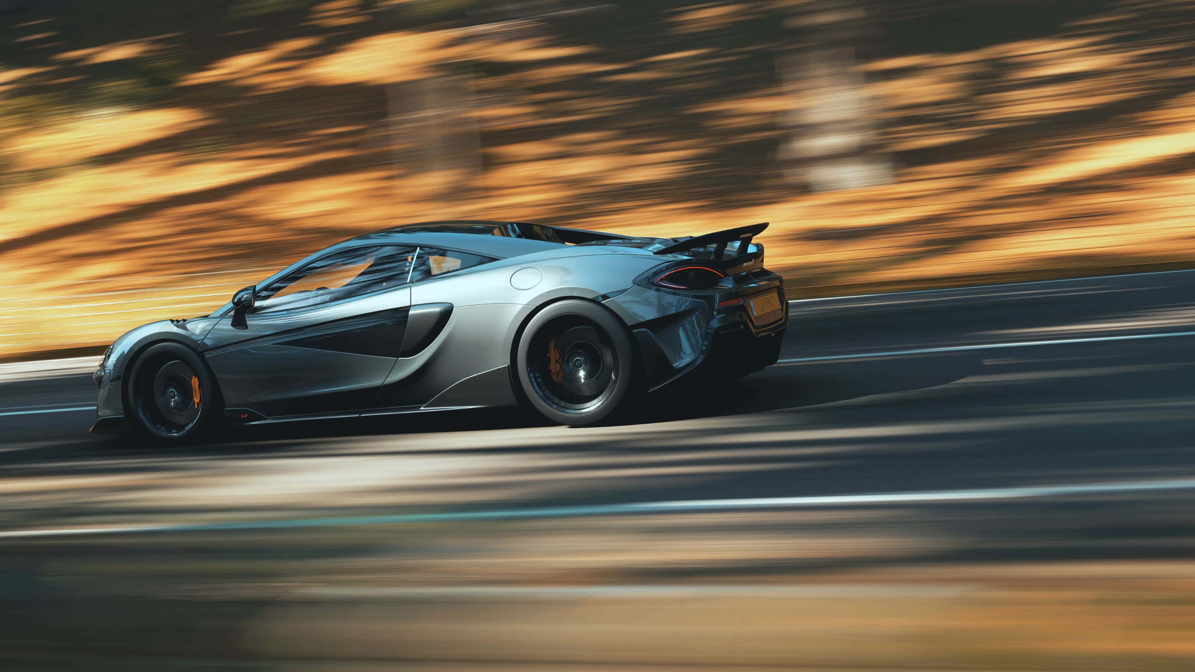 McLaren 600LT, silver, road, 4K Desktop Wallpaper