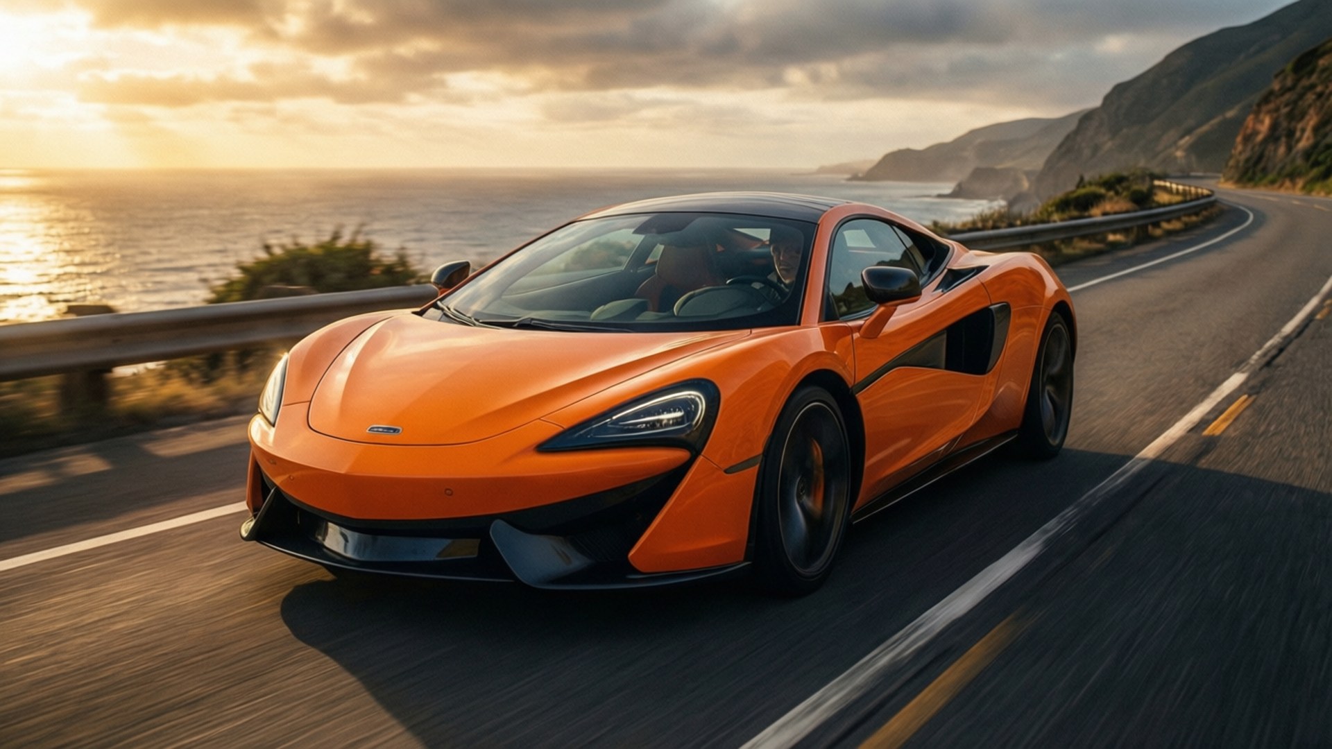 McLaren, 600LT, sunset, Full HD Desktop Wallpaper