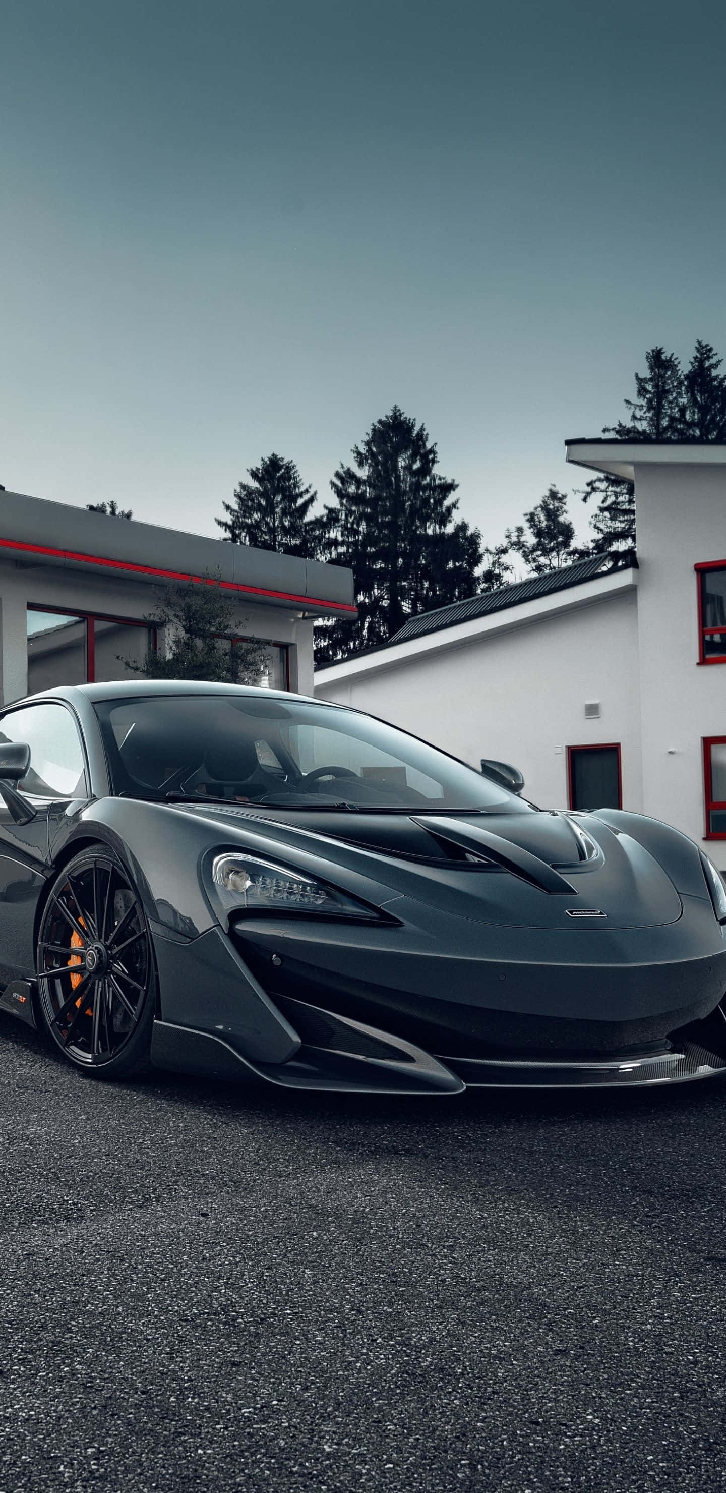 McLaren 600LT, dark grey, asphalt, 2K Phone Wallpaper