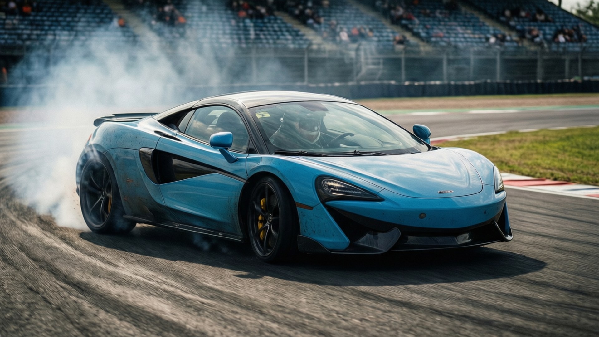 McLaren 600LT, drifting, racetrack, Full HD Desktop Wallpaper