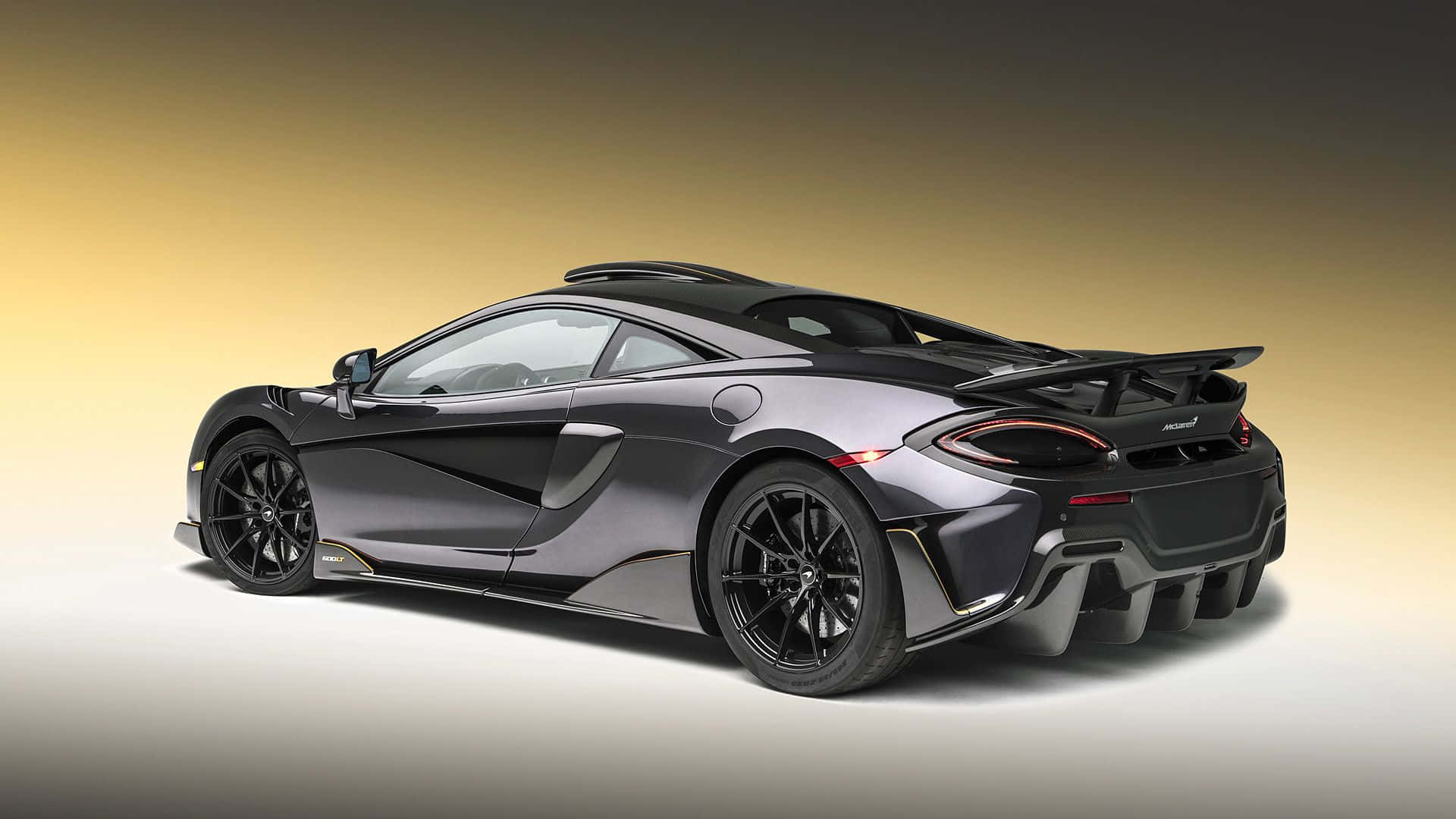 McLaren 600LT, matte gray, black accents, Full HD Desktop Wallpaper