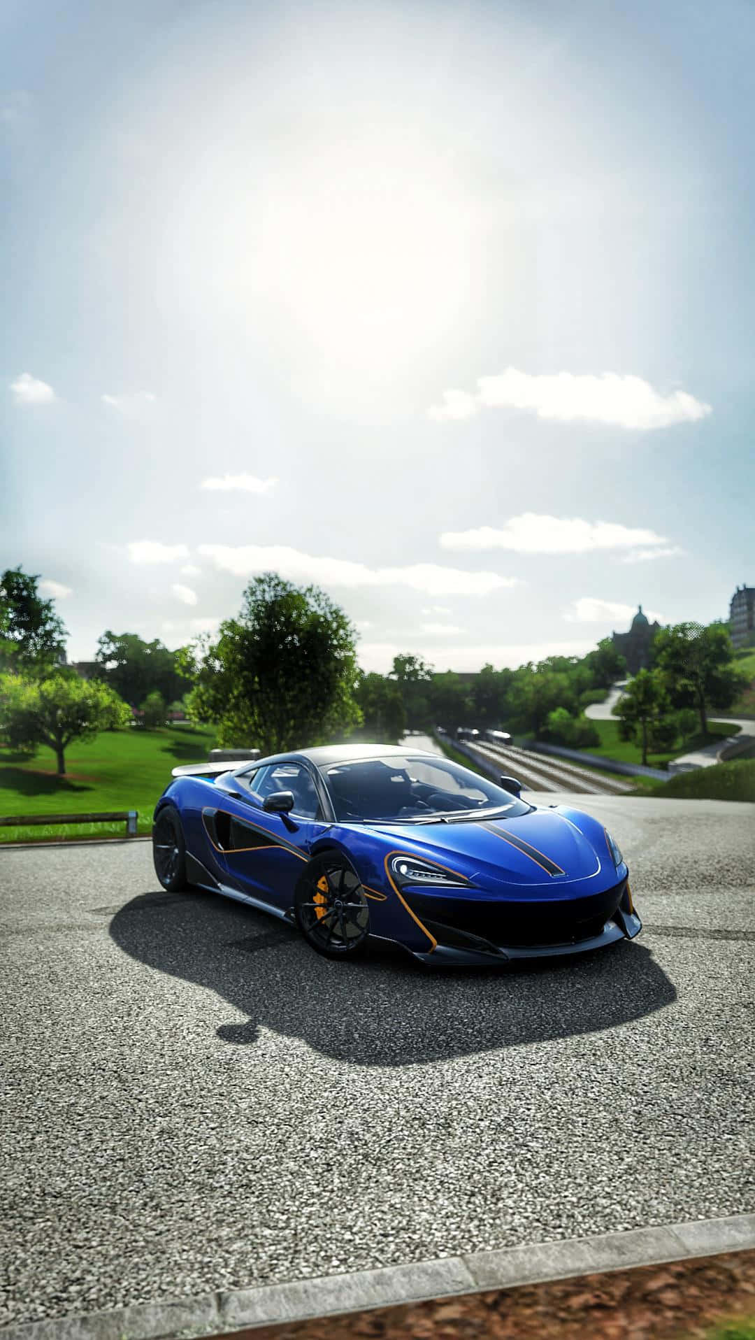 McLaren 600LT, vibrant blue, bright sunlight, HD Phone Wallpaper