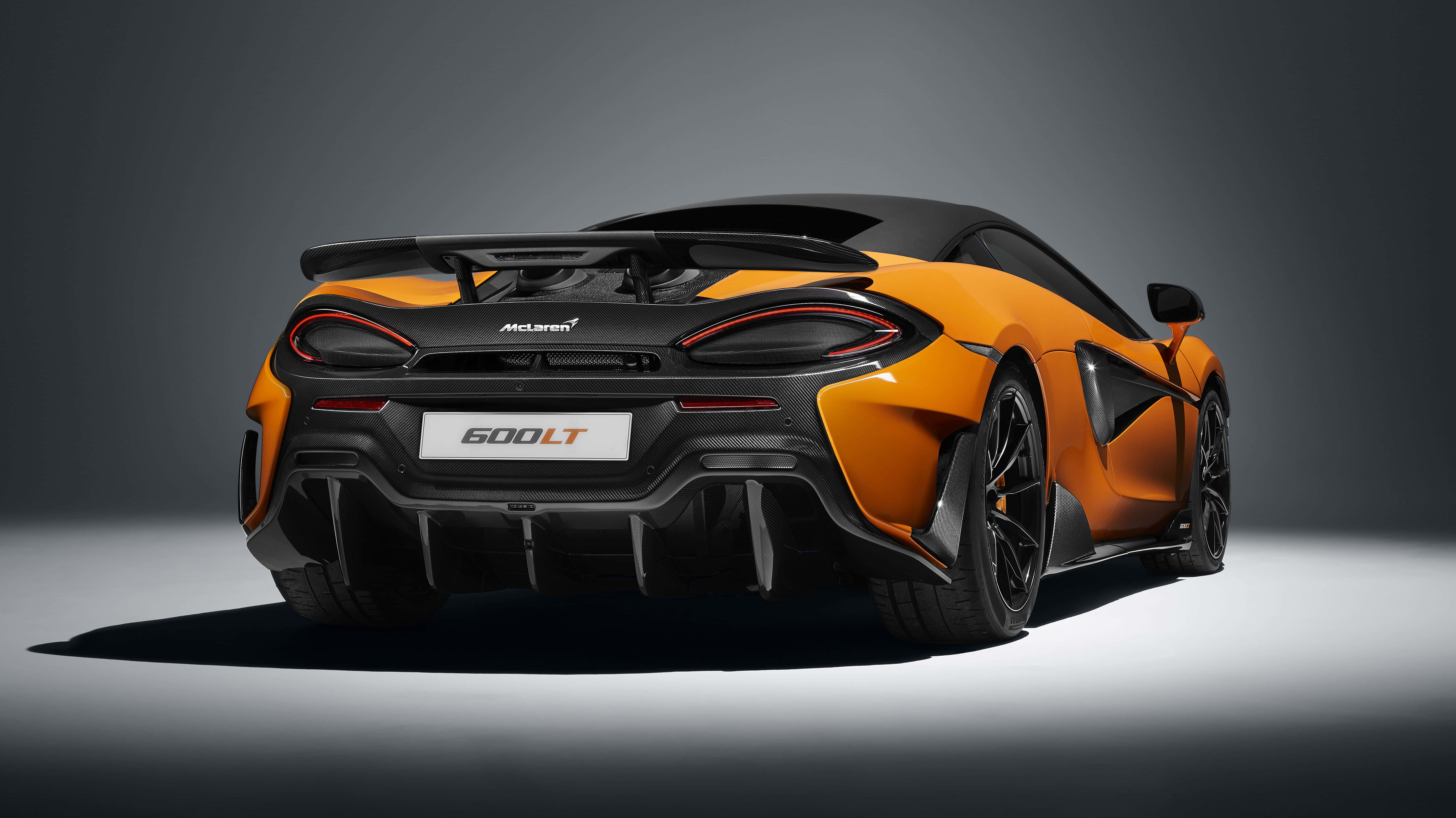 McLaren 600LT, orange, rear view, 5K Desktop Wallpaper