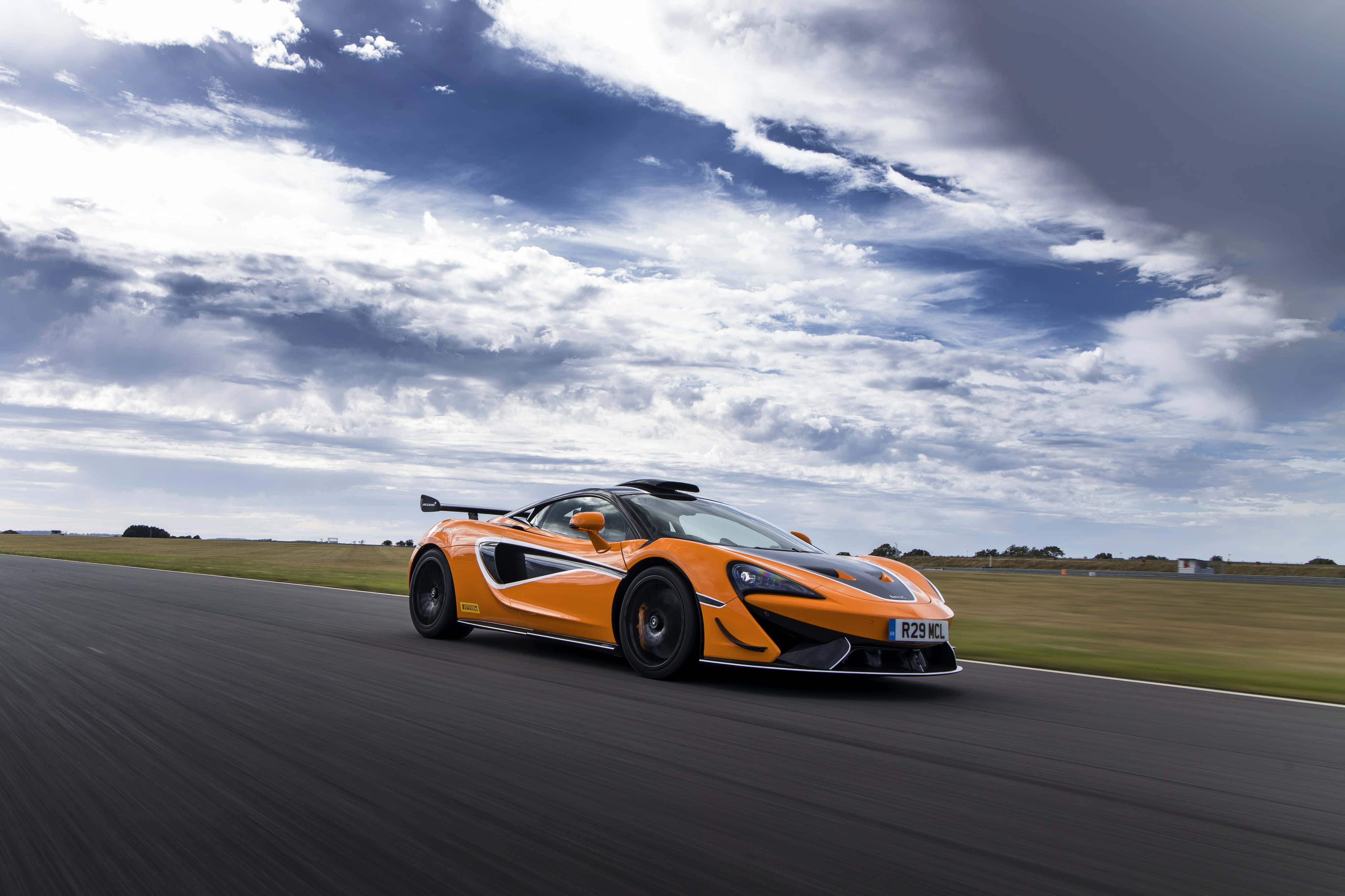 Mclaren 620R, vibrant orange, racetrack, 4K Desktop Wallpaper