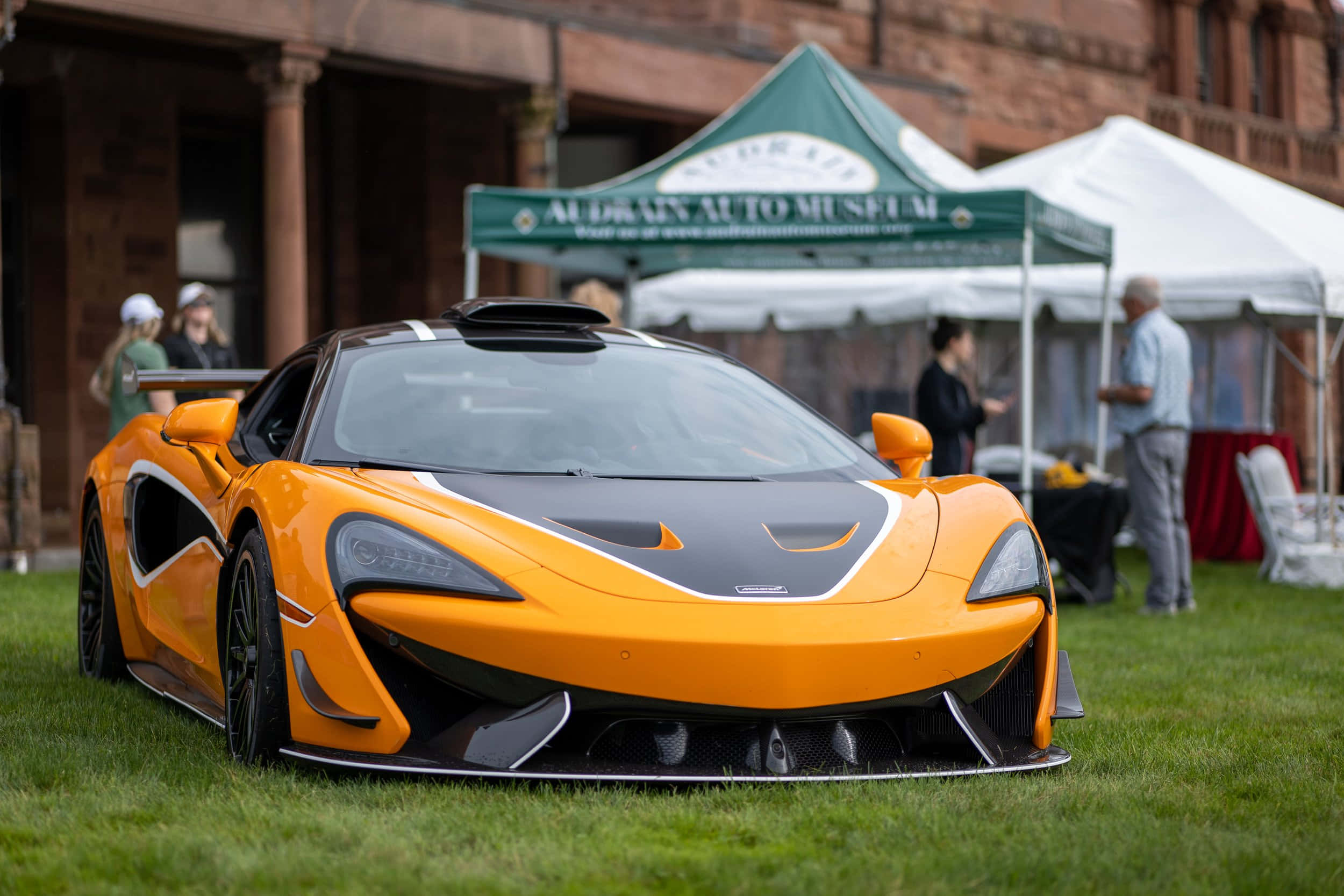 McLaren 620R, vibrant orange, black accents, Full HD Desktop Wallpaper