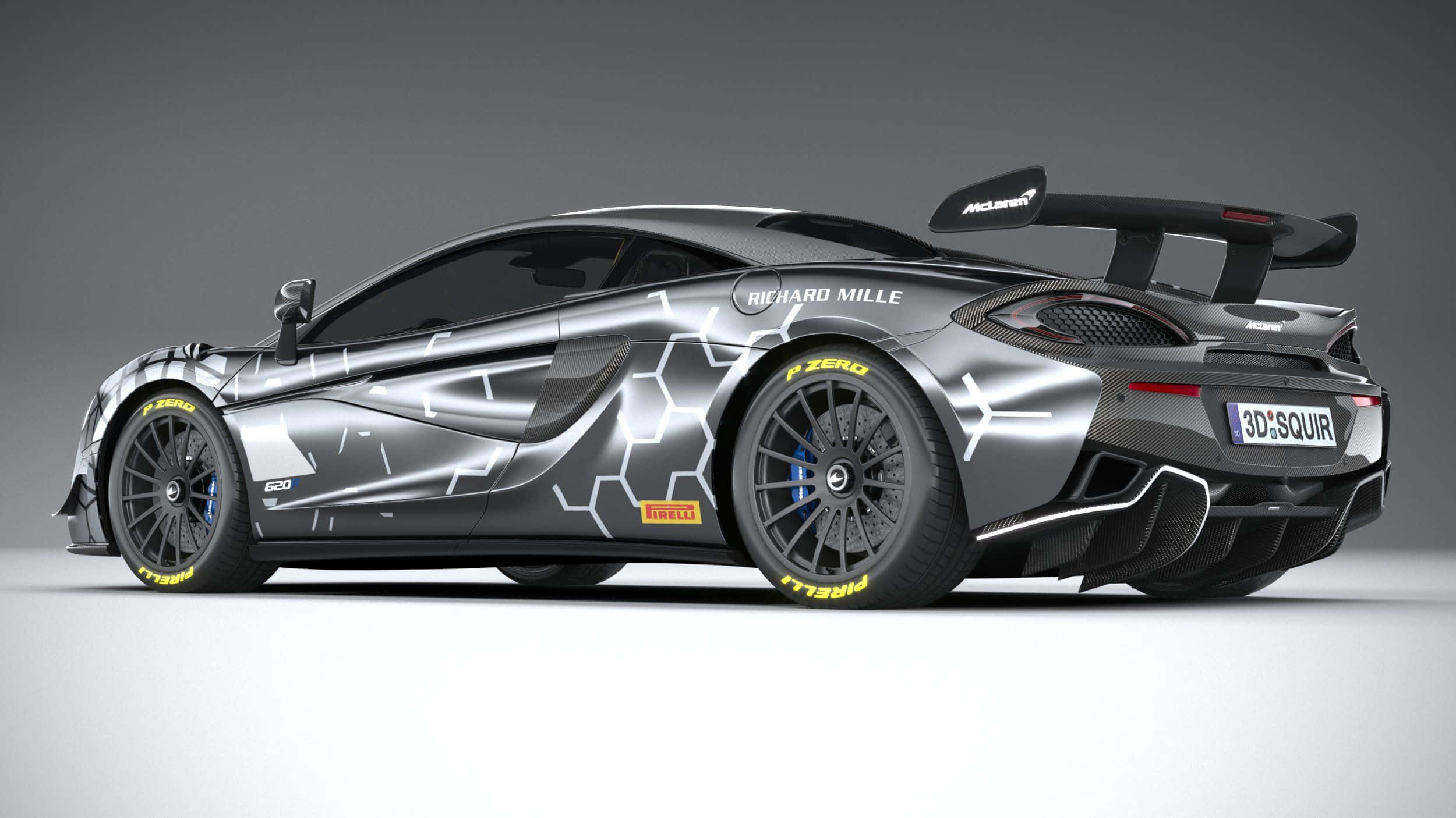 McLaren 620R, silver, hexagonal decals, Full HD Desktop Wallpaper