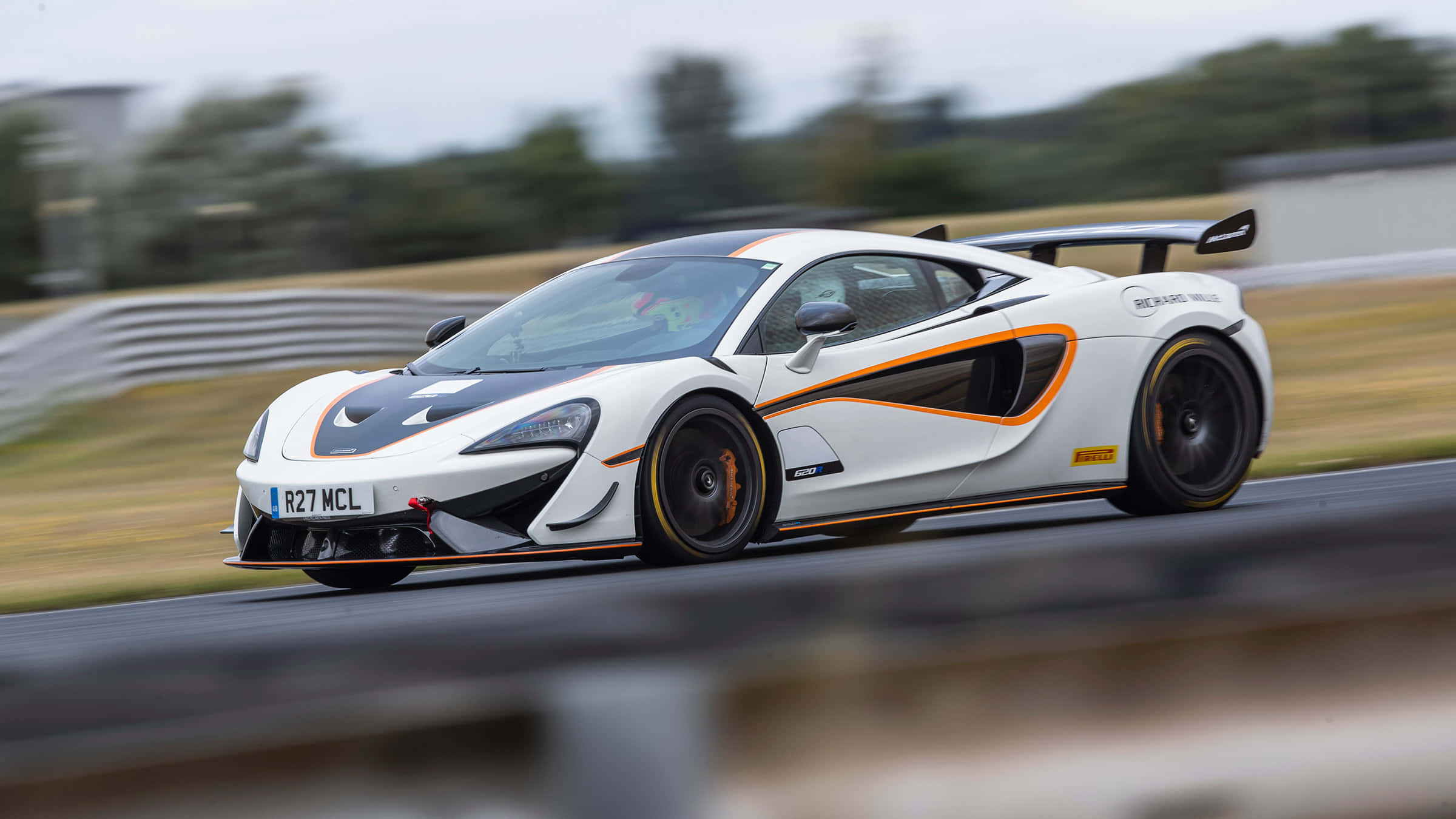 McLaren 620R, white, orange accents, Full HD Desktop Wallpaper