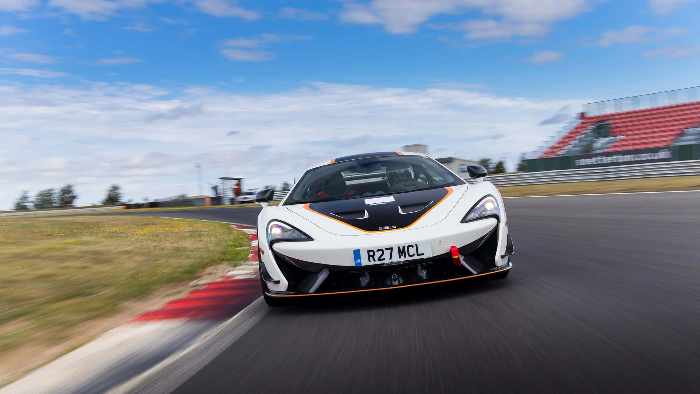 McLaren 620R, white, orange accents, Full HD Desktop Wallpaper