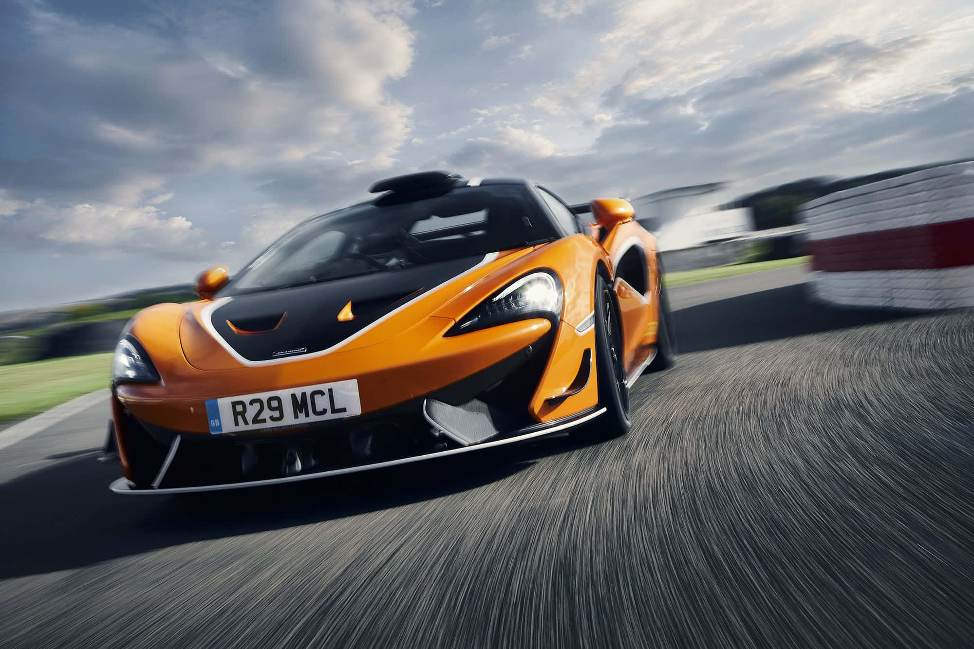 McLaren 620R, vibrant orange, racetrack, Full HD Desktop Wallpaper