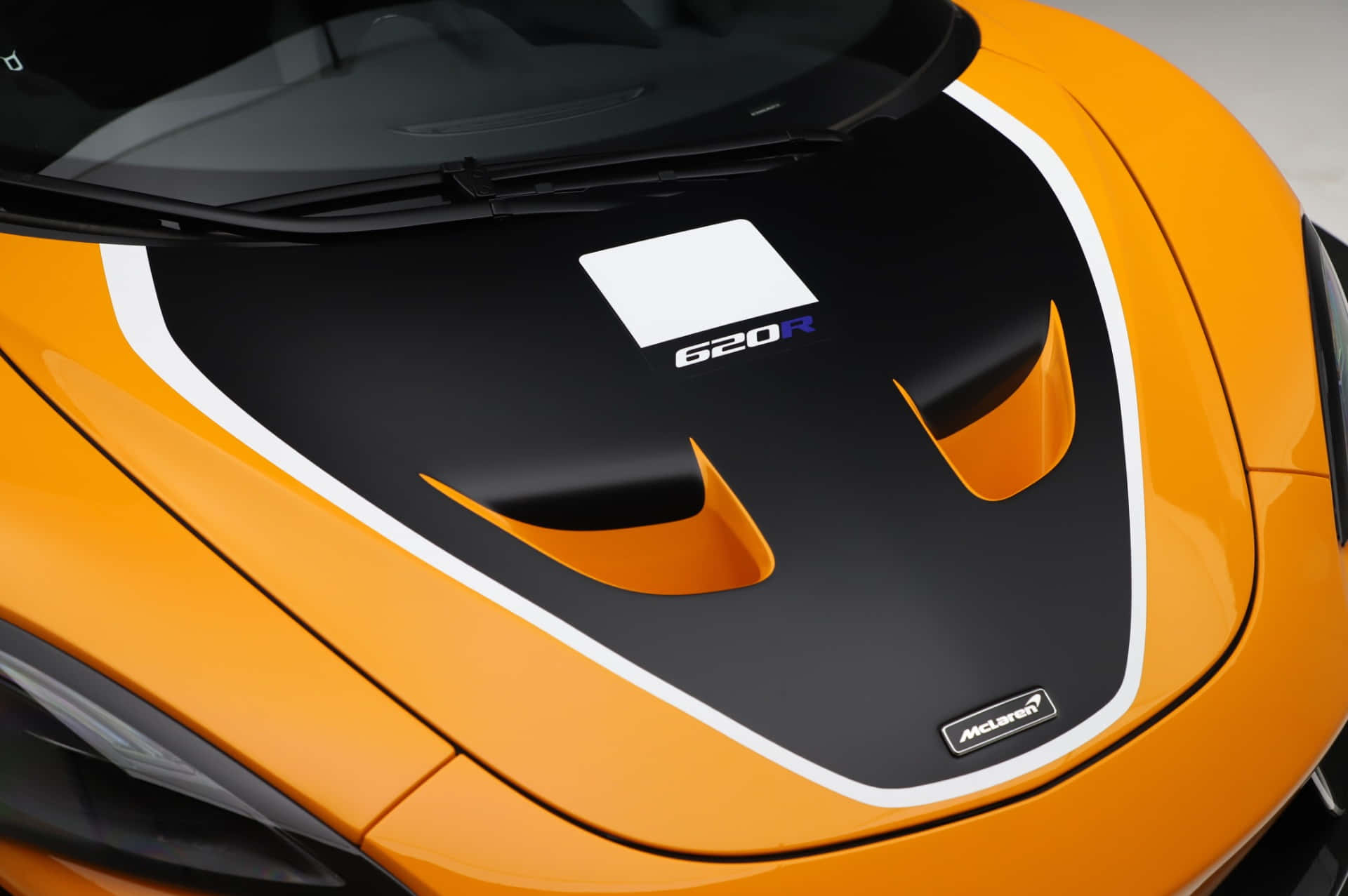 McLaren 620R, vibrant orange, black accents, Full HD Desktop Wallpaper