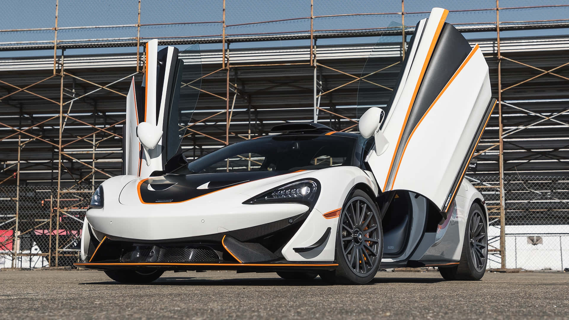 McLaren 620R, white, orange accents, Full HD Desktop Wallpaper