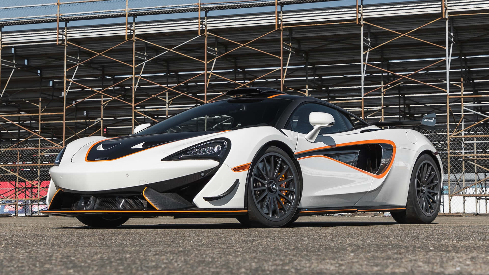 McLaren 620R, white, orange accents, Full HD Desktop Wallpaper