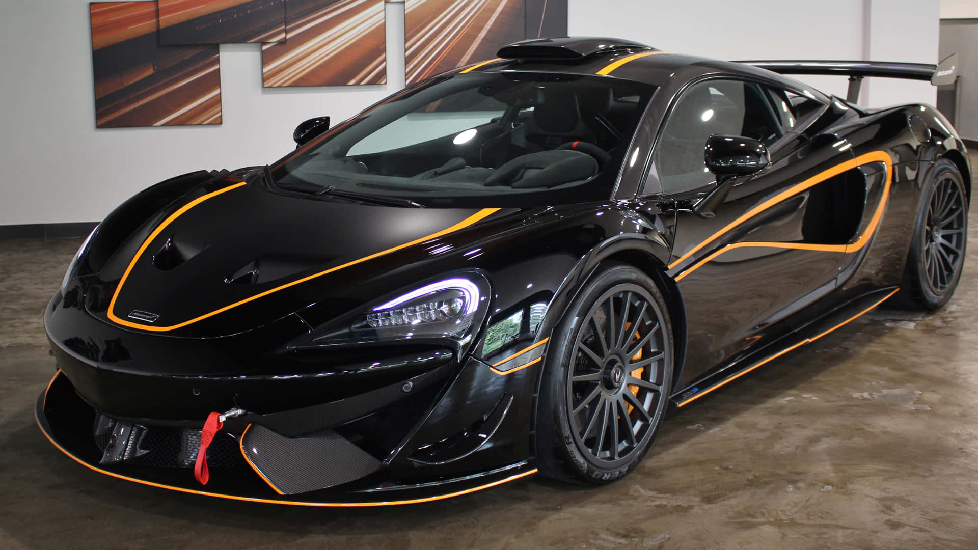 McLaren 620R, black, vibrant orange accents, Full HD Desktop Wallpaper