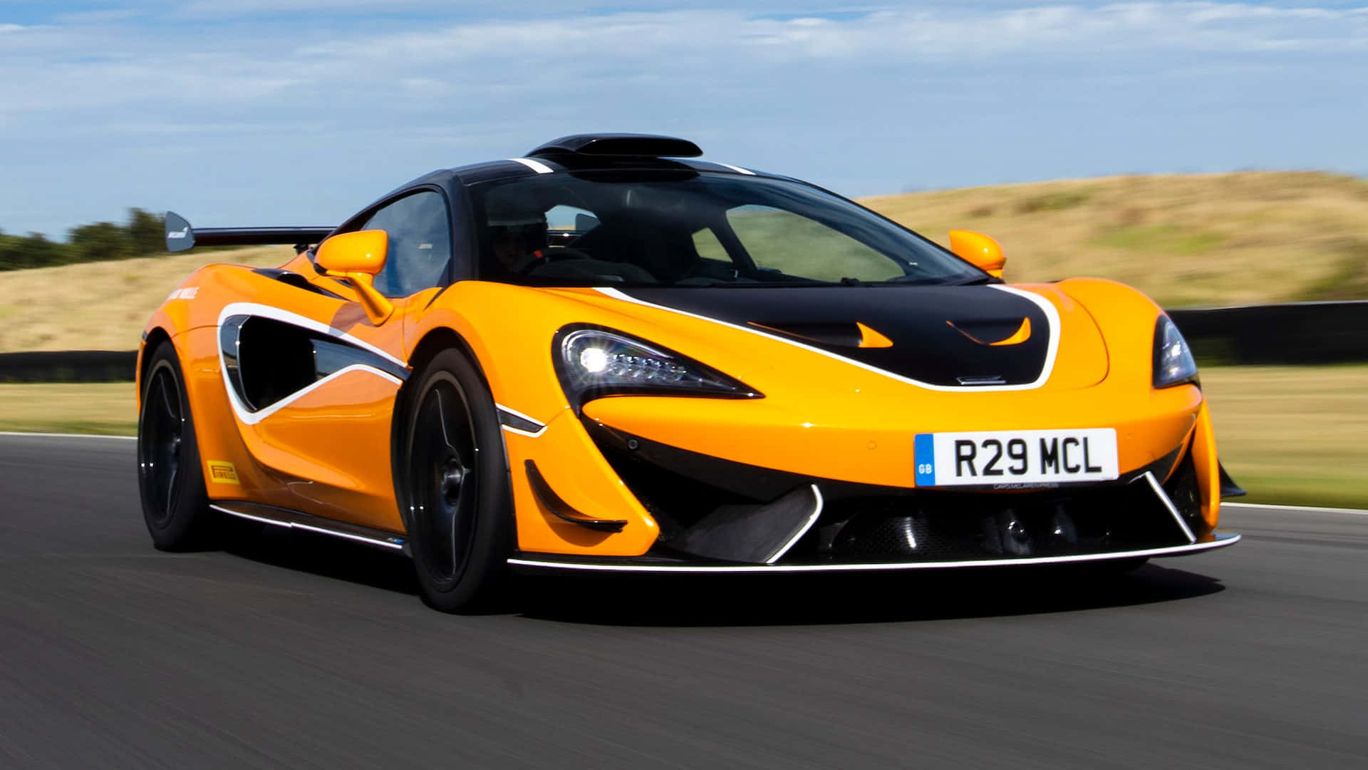 Mclaren 620r, vibrant orange, racetrack, Full HD Desktop Wallpaper