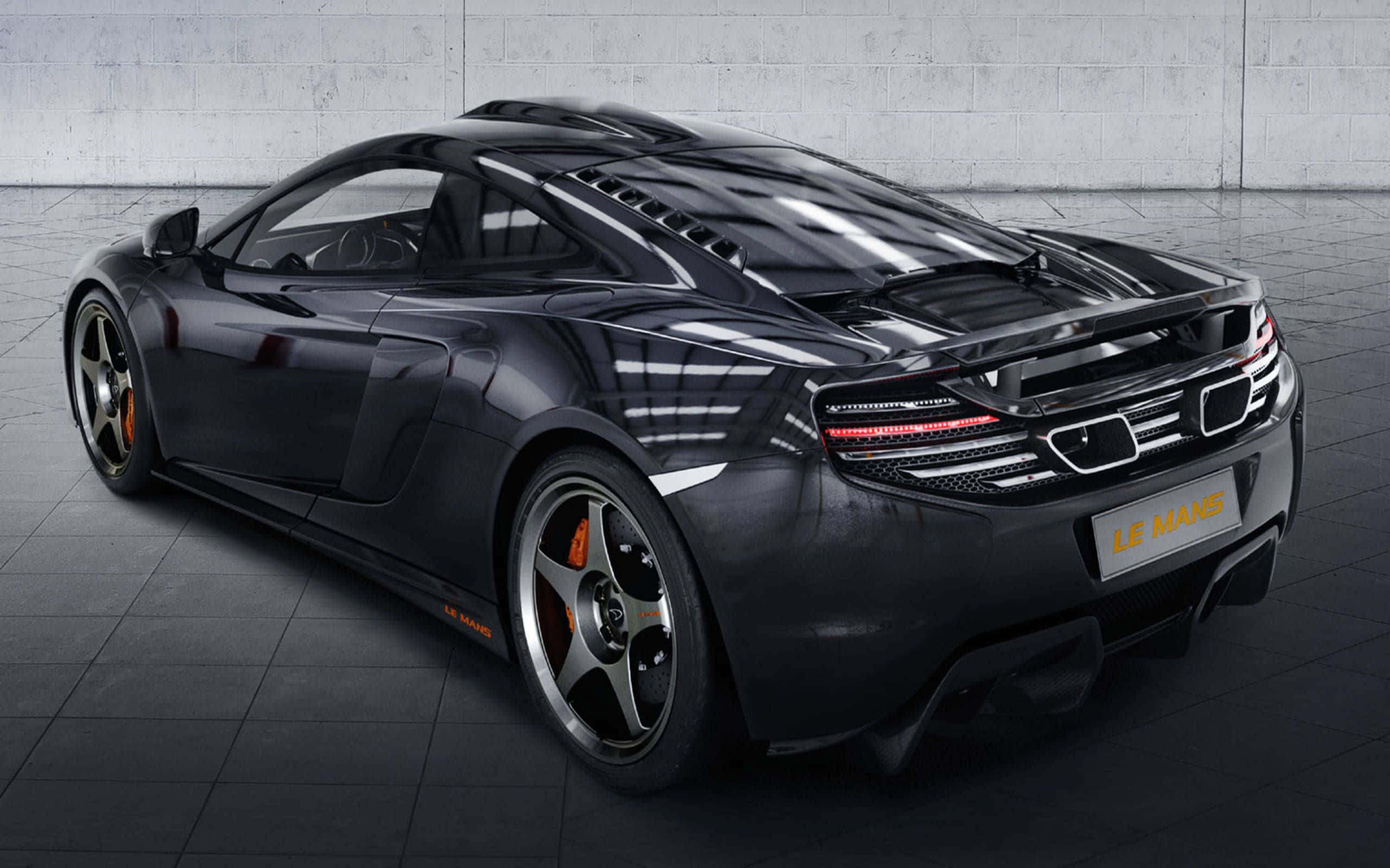 McLaren 650S, black, orange brake calipers, 2K Desktop Wallpaper