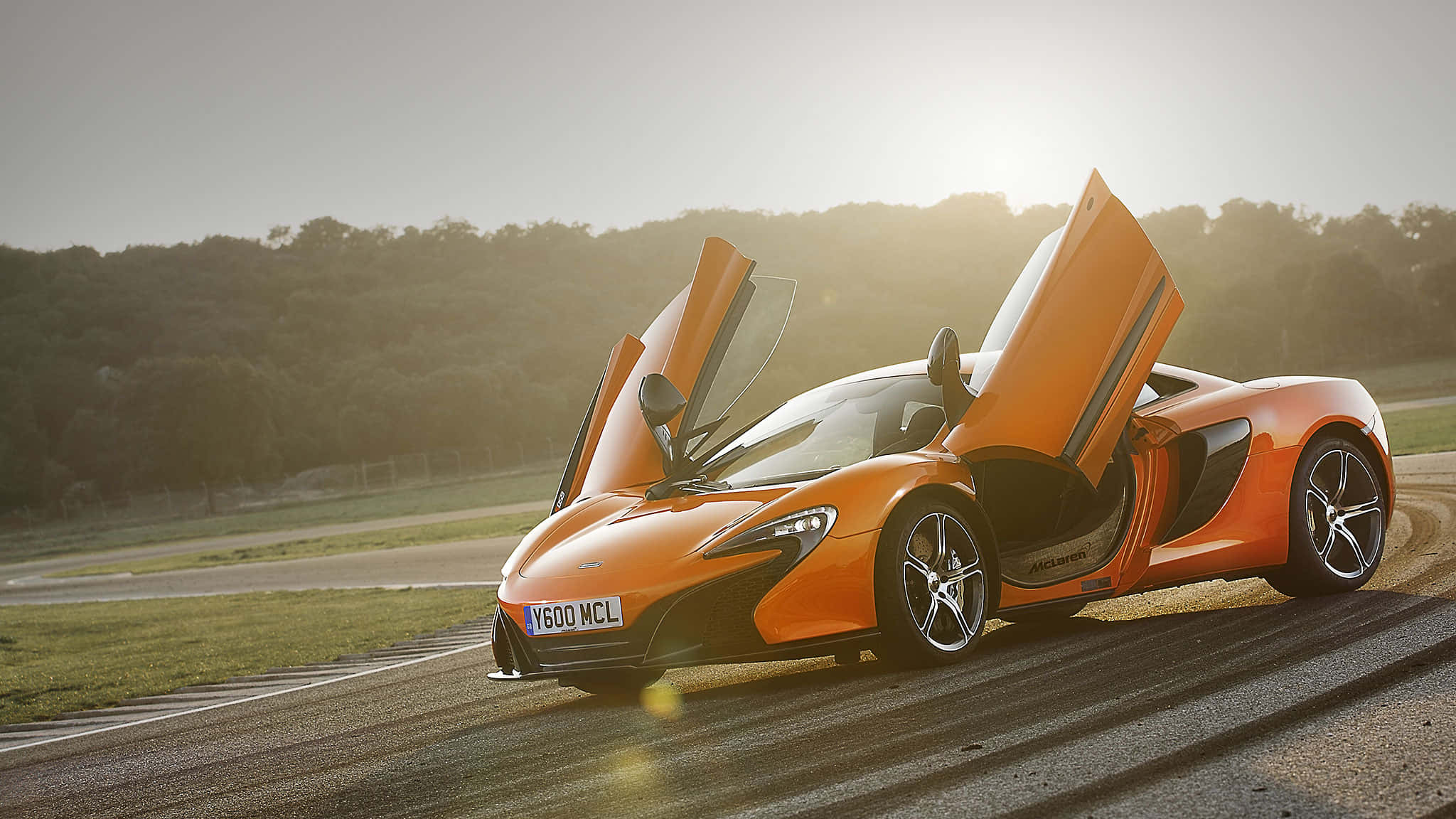 McLaren 650S, vibrant orange, gull-wing doors, Full HD Desktop Wallpaper