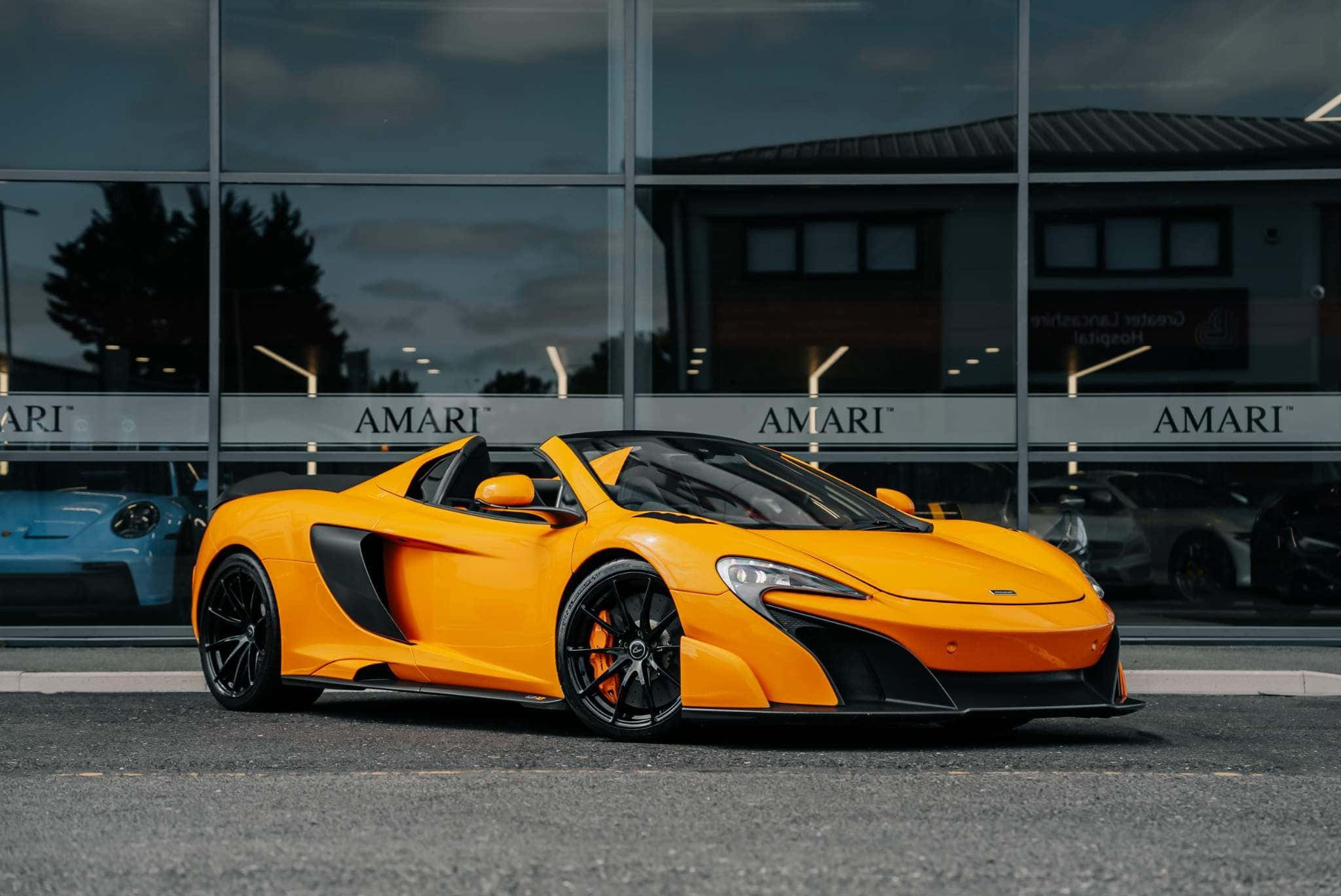 McLaren 675LT Spider, orange, dusk, Full HD Desktop Wallpaper