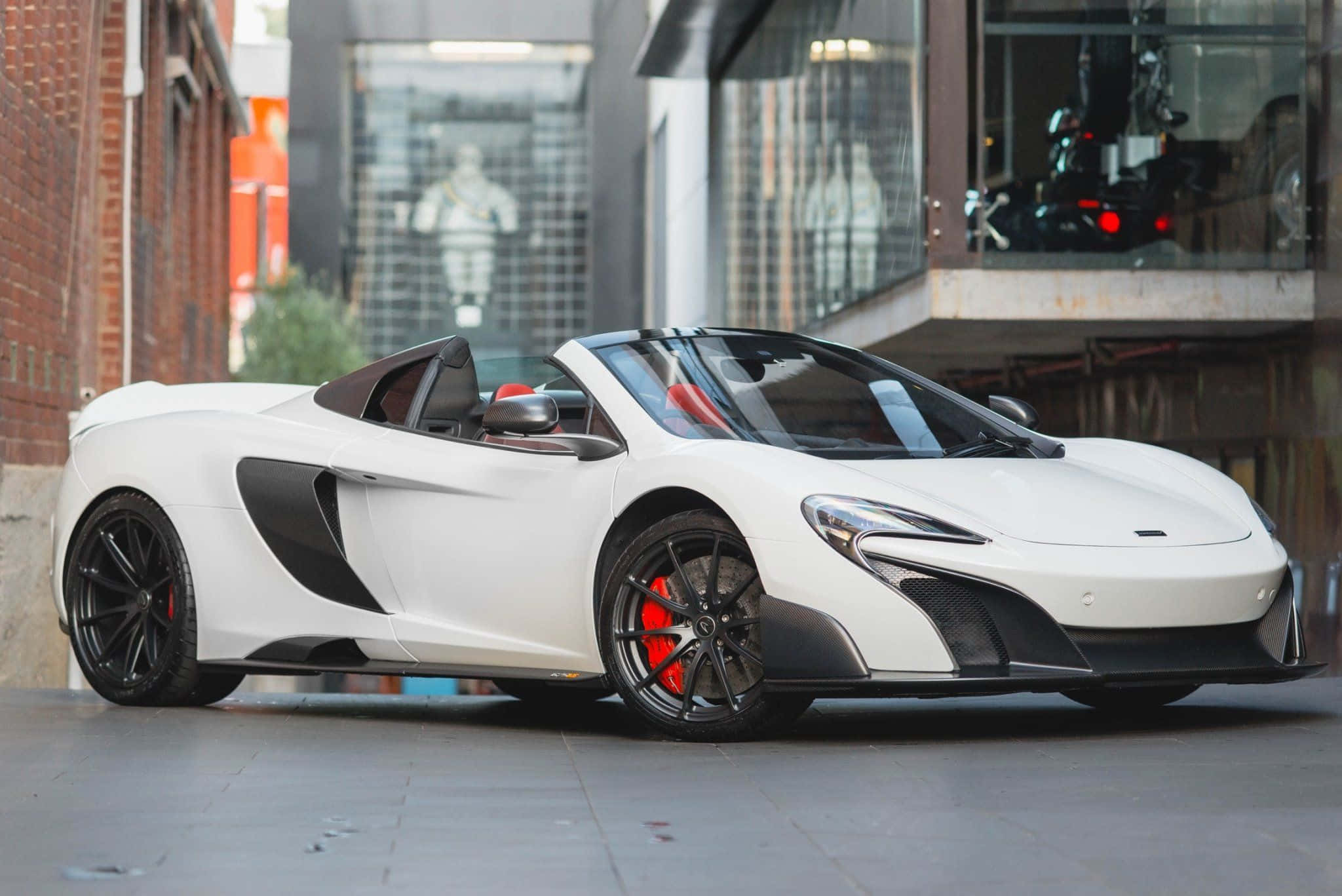 McLaren 675LT Spider, white, black accents, Full HD Desktop Wallpaper