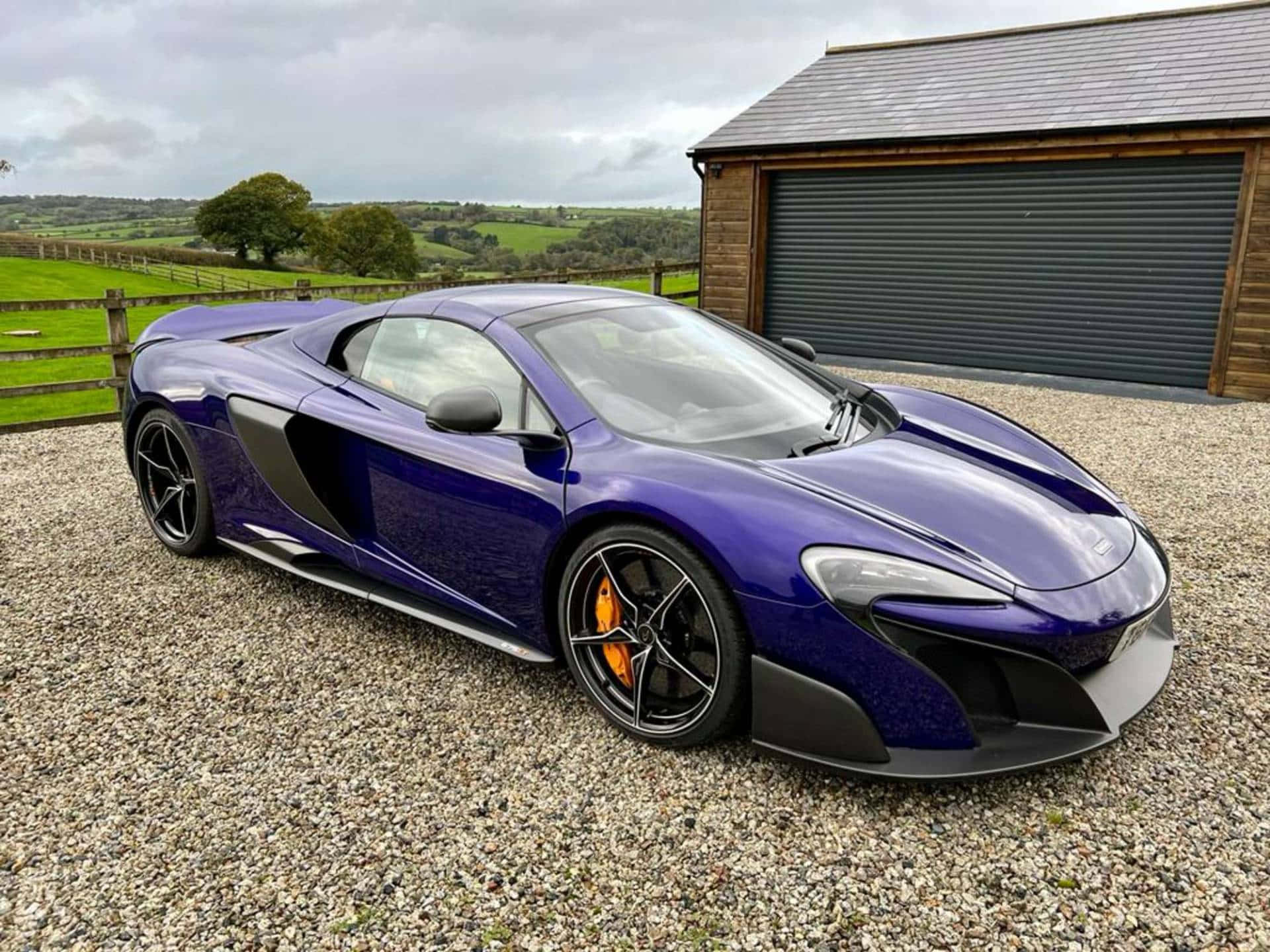 McLaren 675LT Spider, glossy purple, gravel, Full HD Desktop Wallpaper