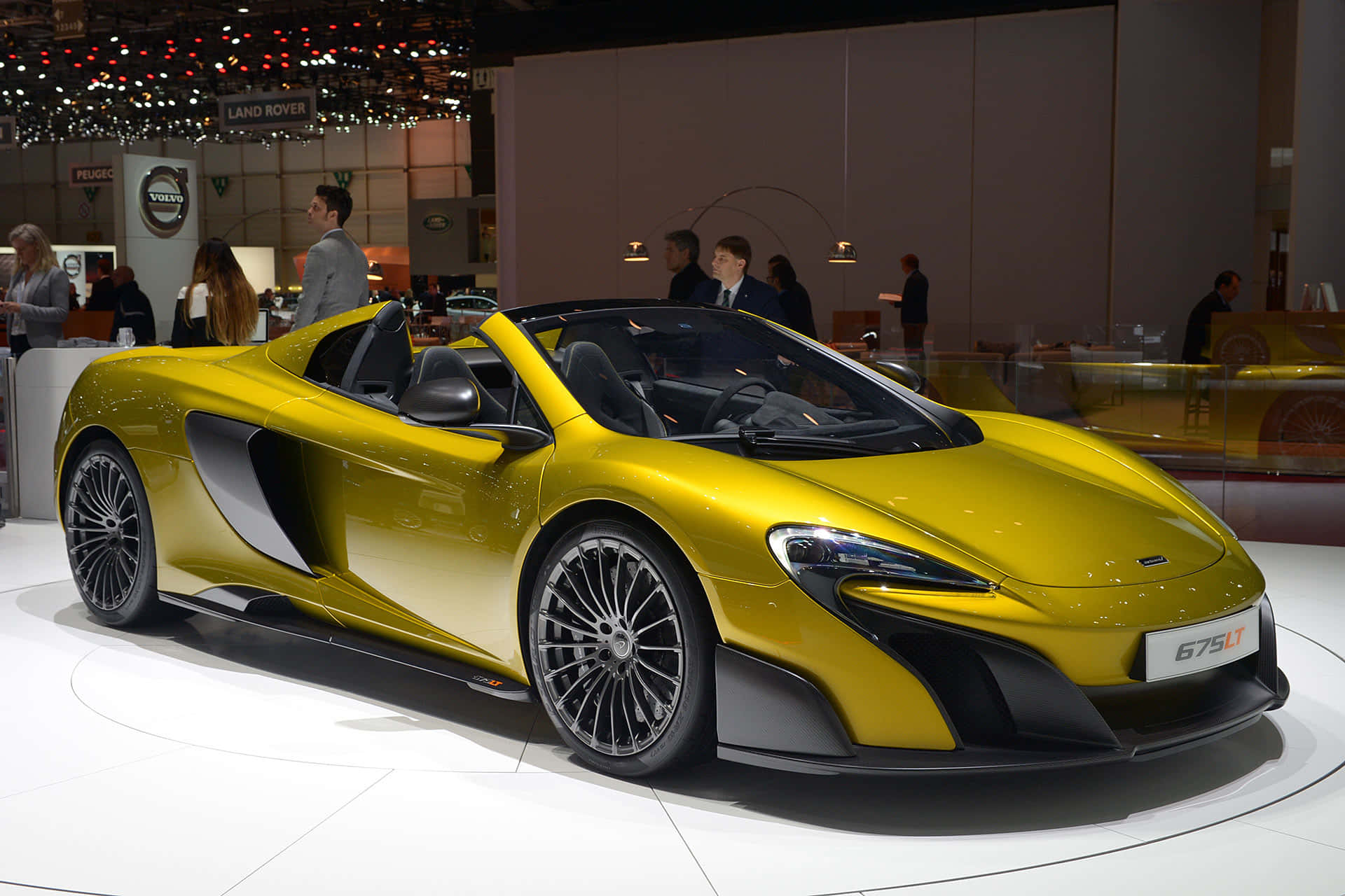 McLaren 675LT Spider, yellow, polished curves, Full HD Desktop Wallpaper