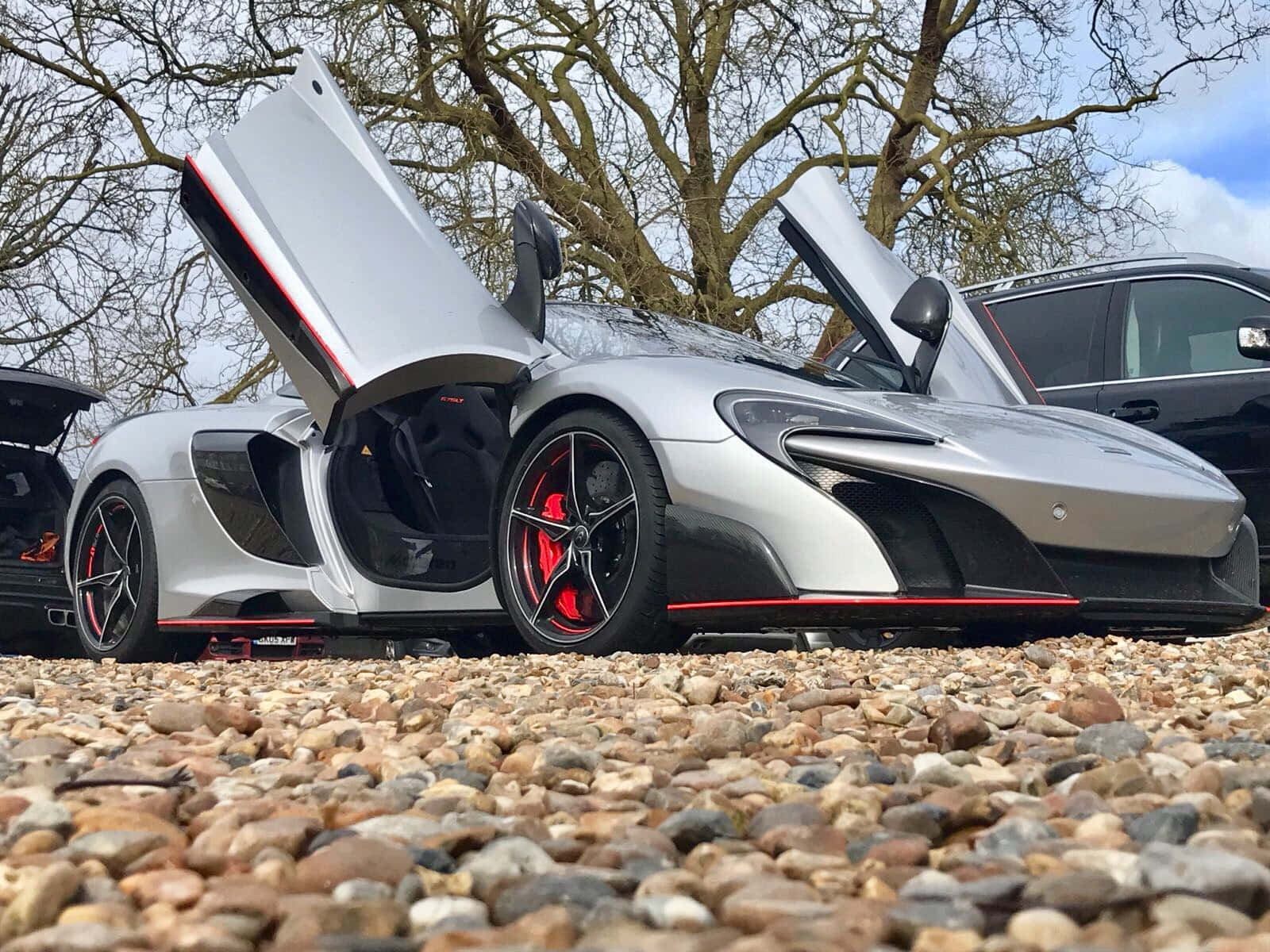 McLaren 675LT Spider, silver, red accents, HD Desktop Wallpaper
