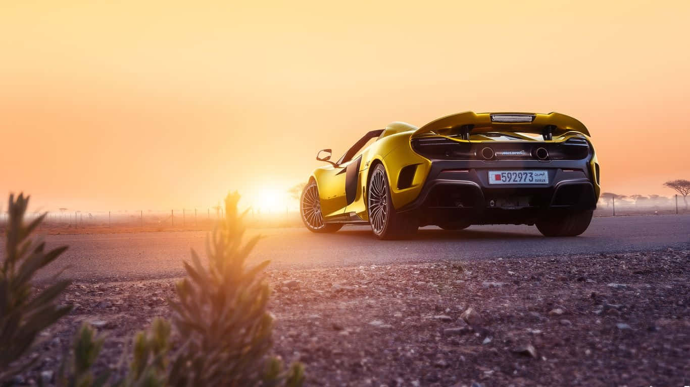 McLaren 675LT, vibrant yellow, desert road, HD Desktop Wallpaper
