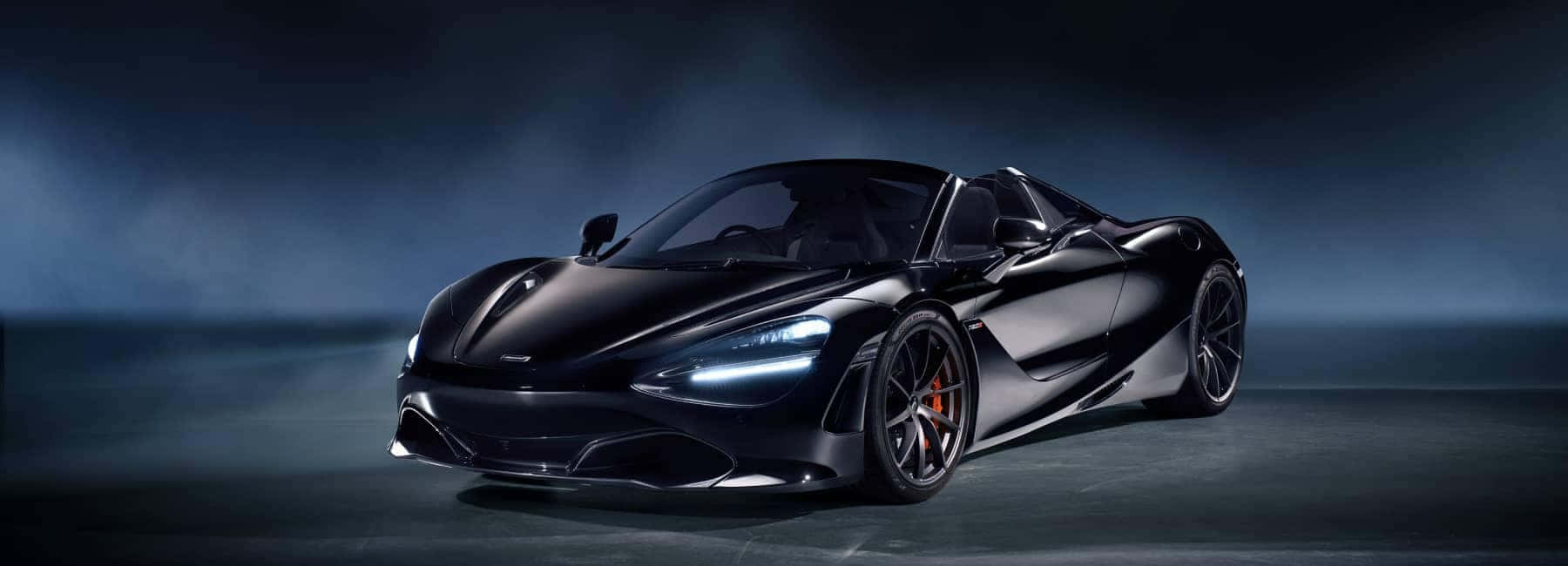 McLaren 720s Spider, sleek black, dramatic studio lighting, HD Desktop Wallpaper