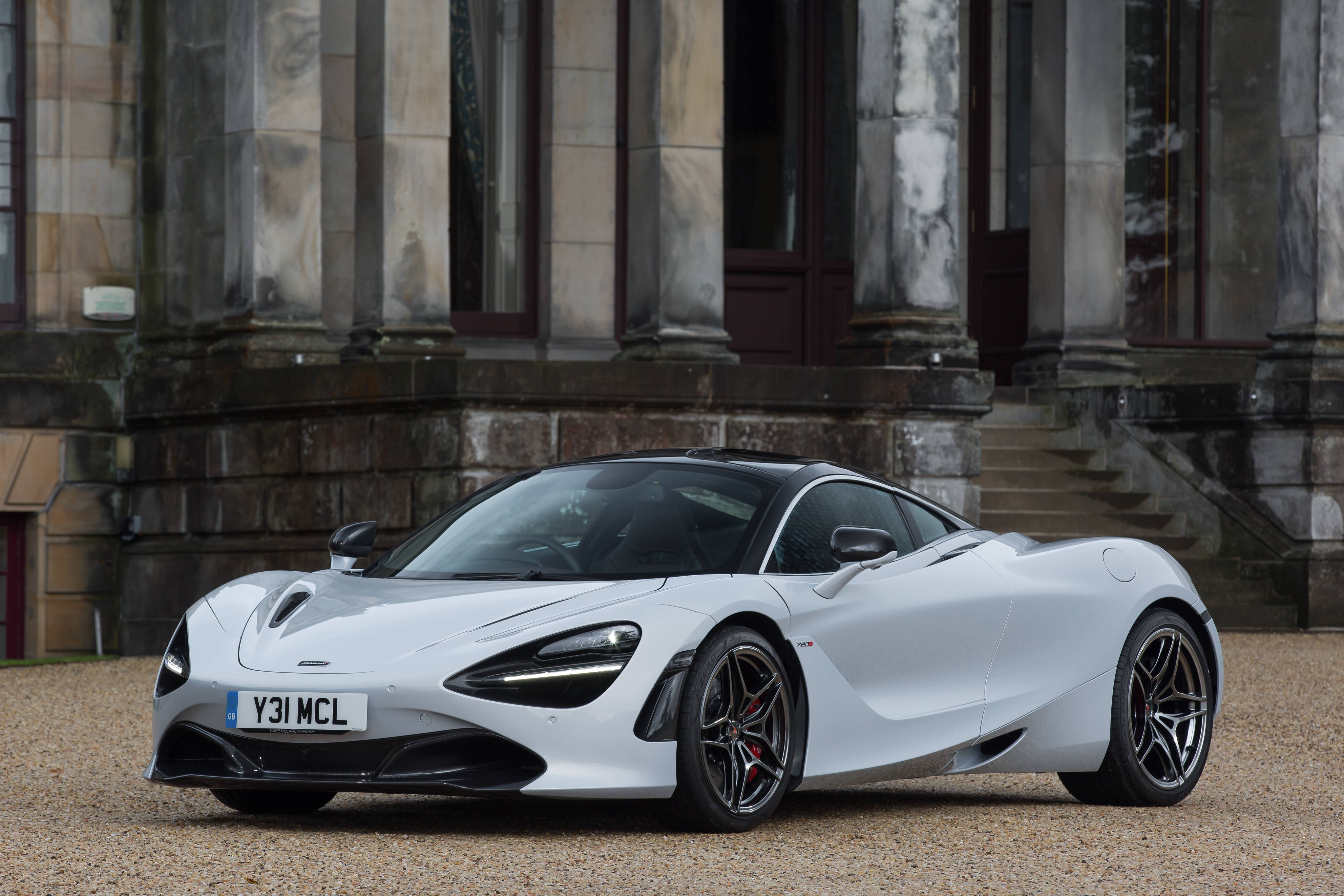 McLaren 720S, white, gravel, 4K Desktop Wallpaper