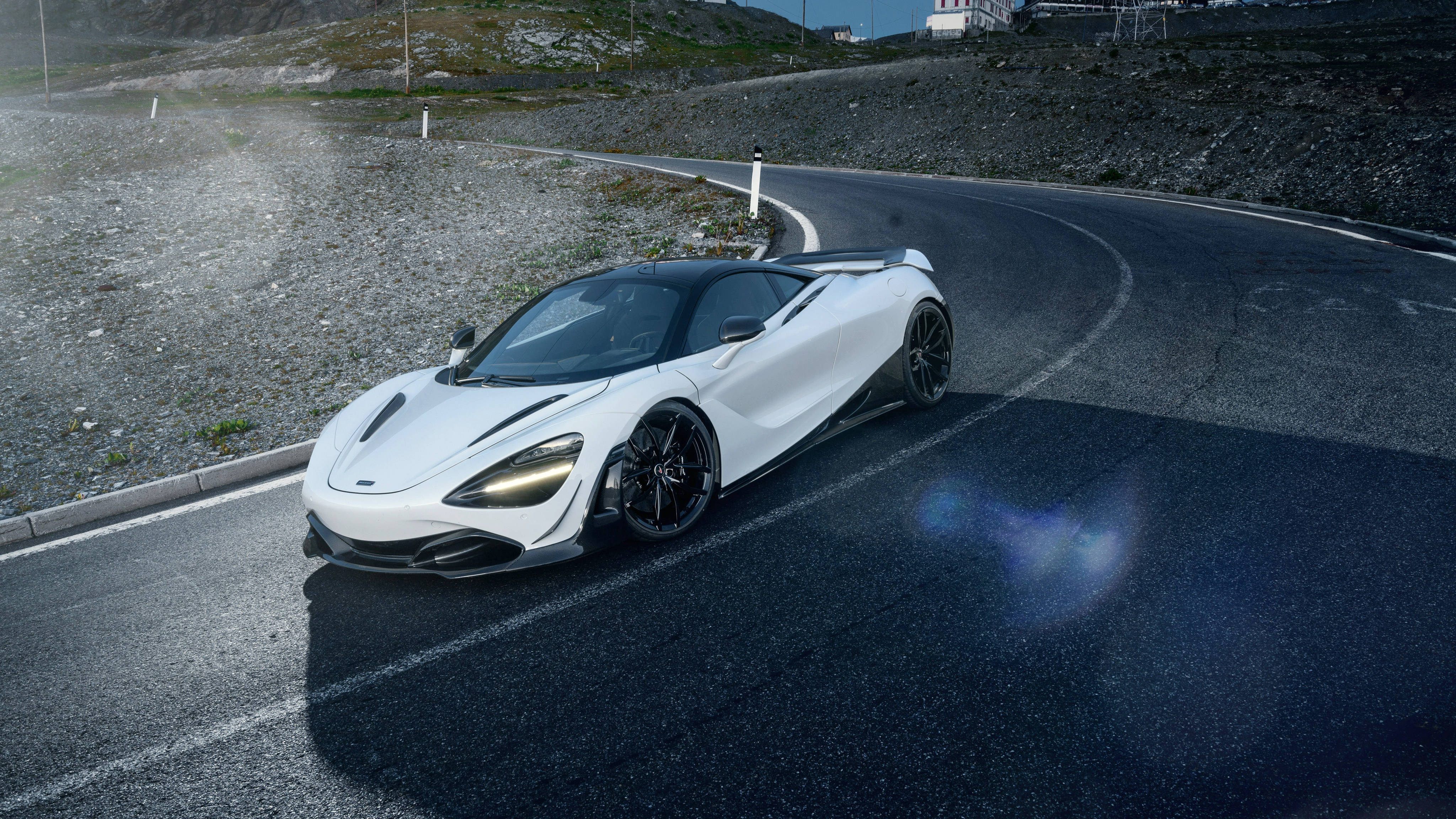 McLaren 720s, white, winding mountain road, 4K Desktop Wallpaper