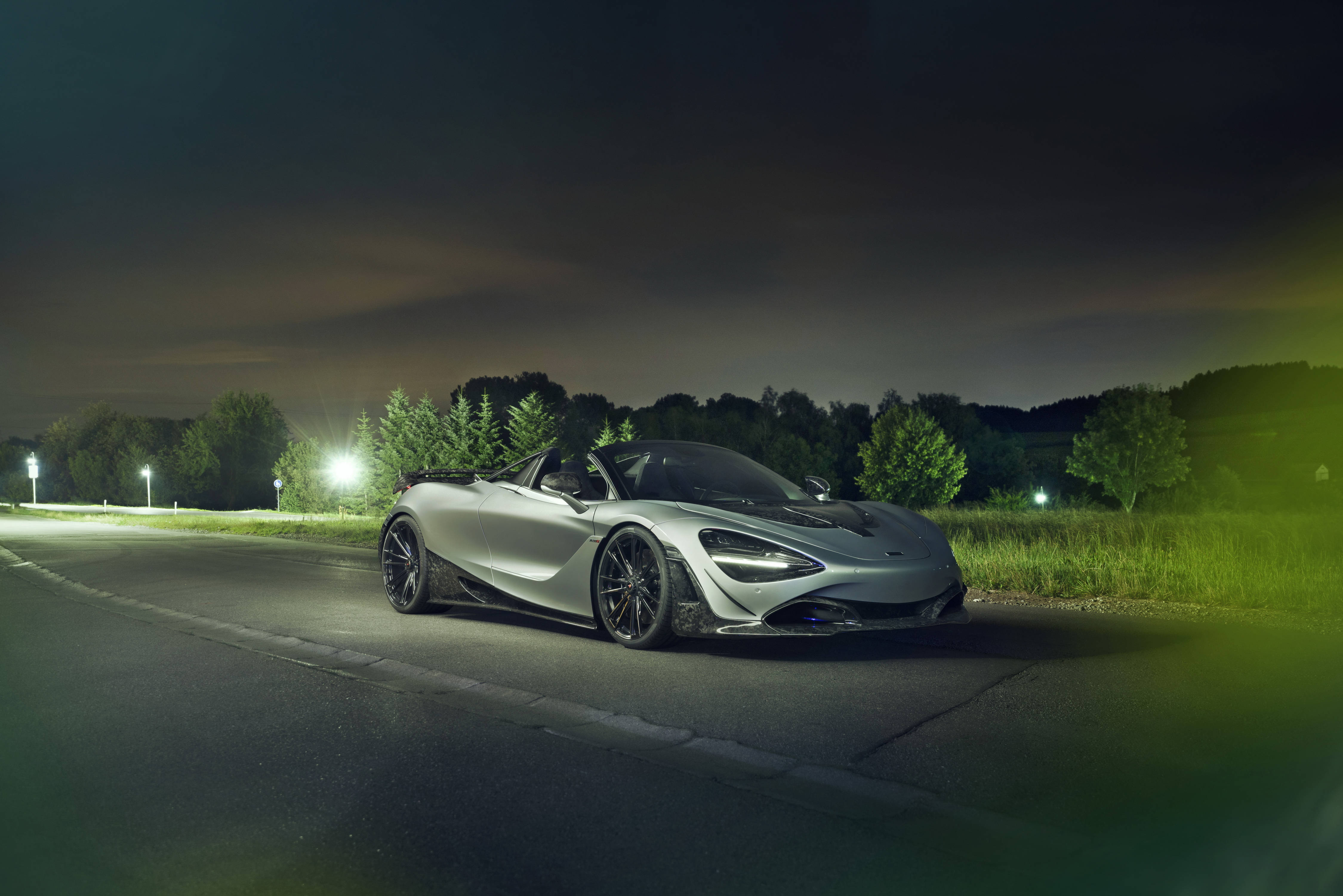 McLaren 720S, silver, dark road, 4K Desktop Wallpaper