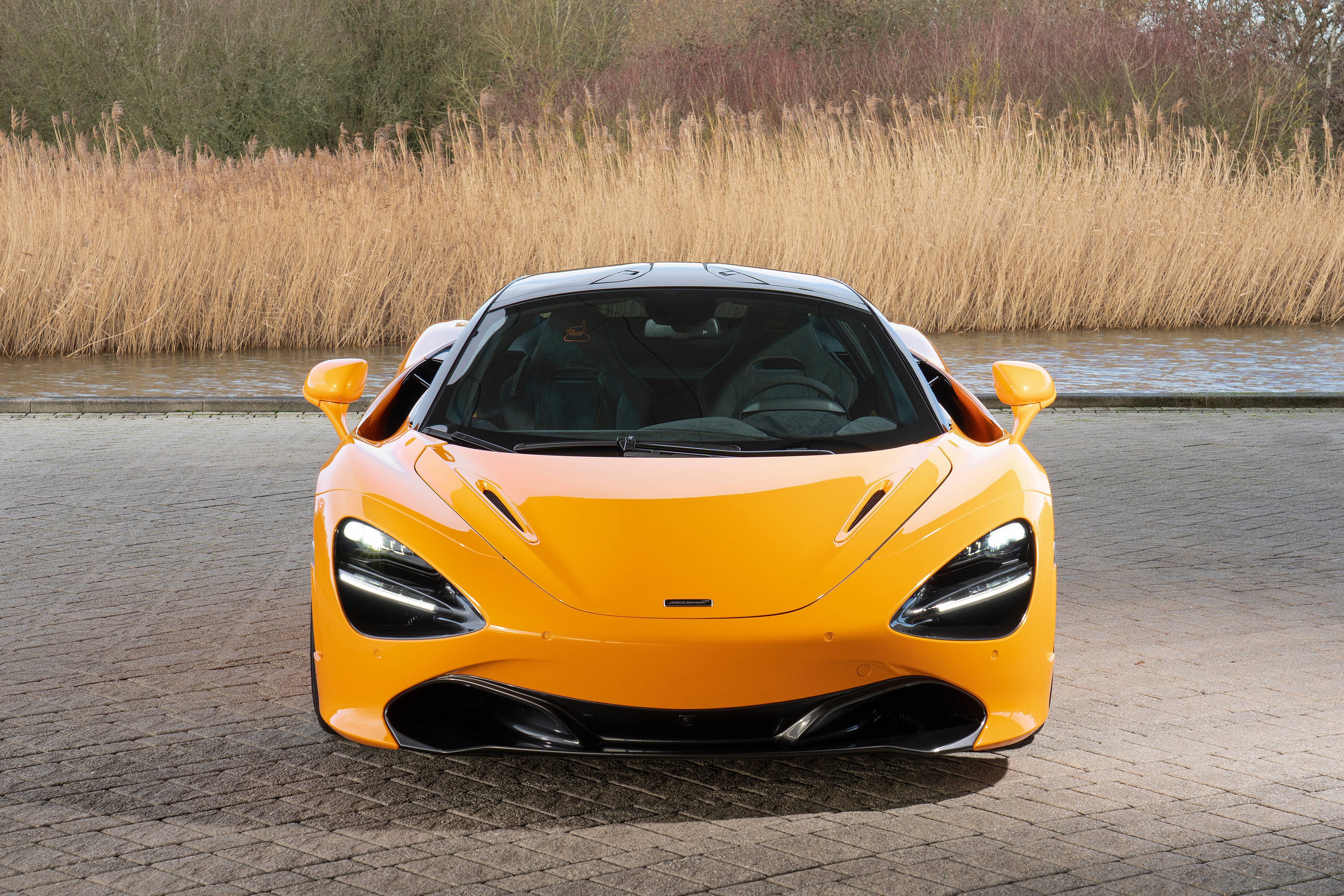McLaren 720s, yellow, paved path, 4K Desktop Wallpaper