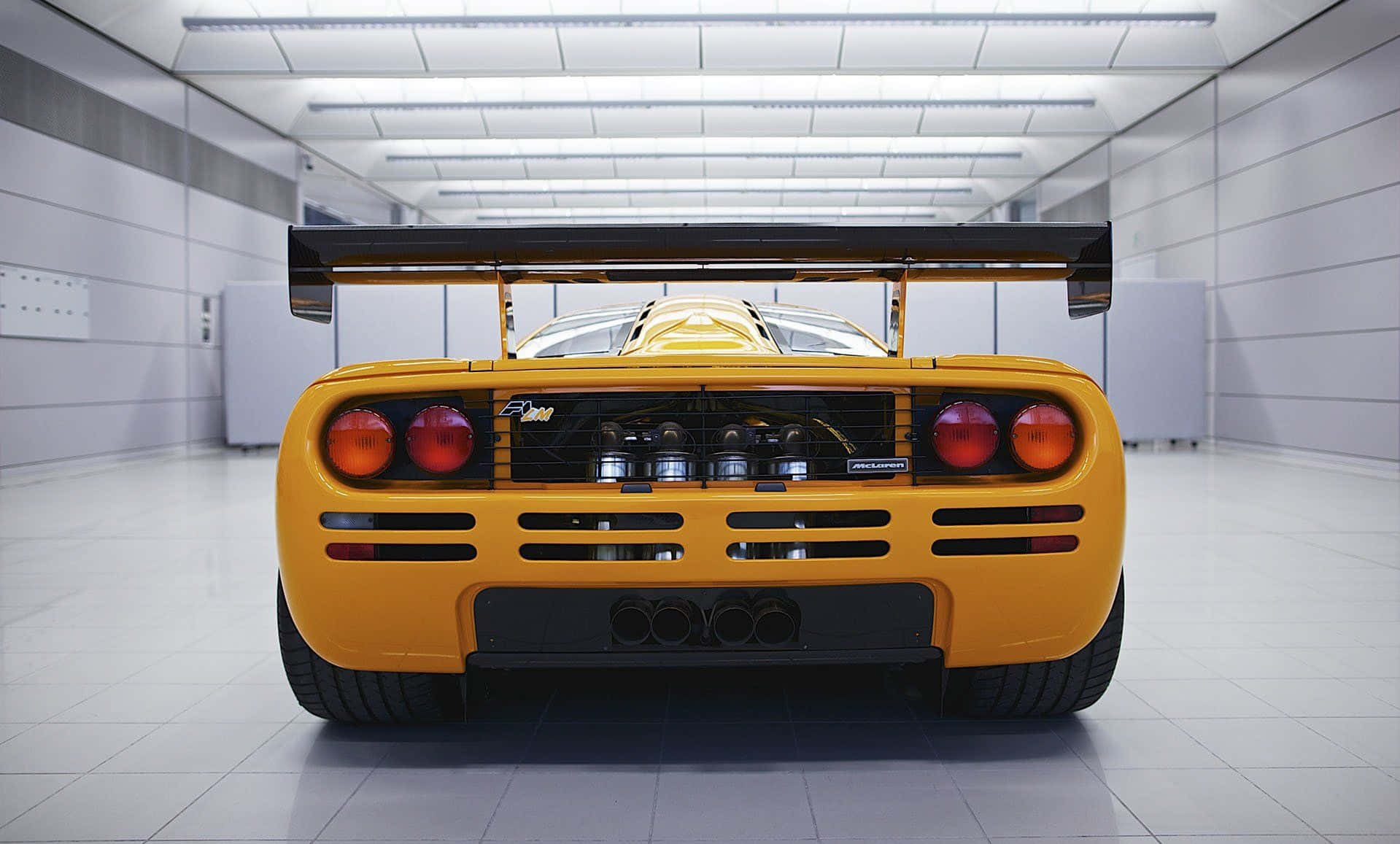 McLaren F1, vibrant yellow, large rear wing, HD Desktop Wallpaper
