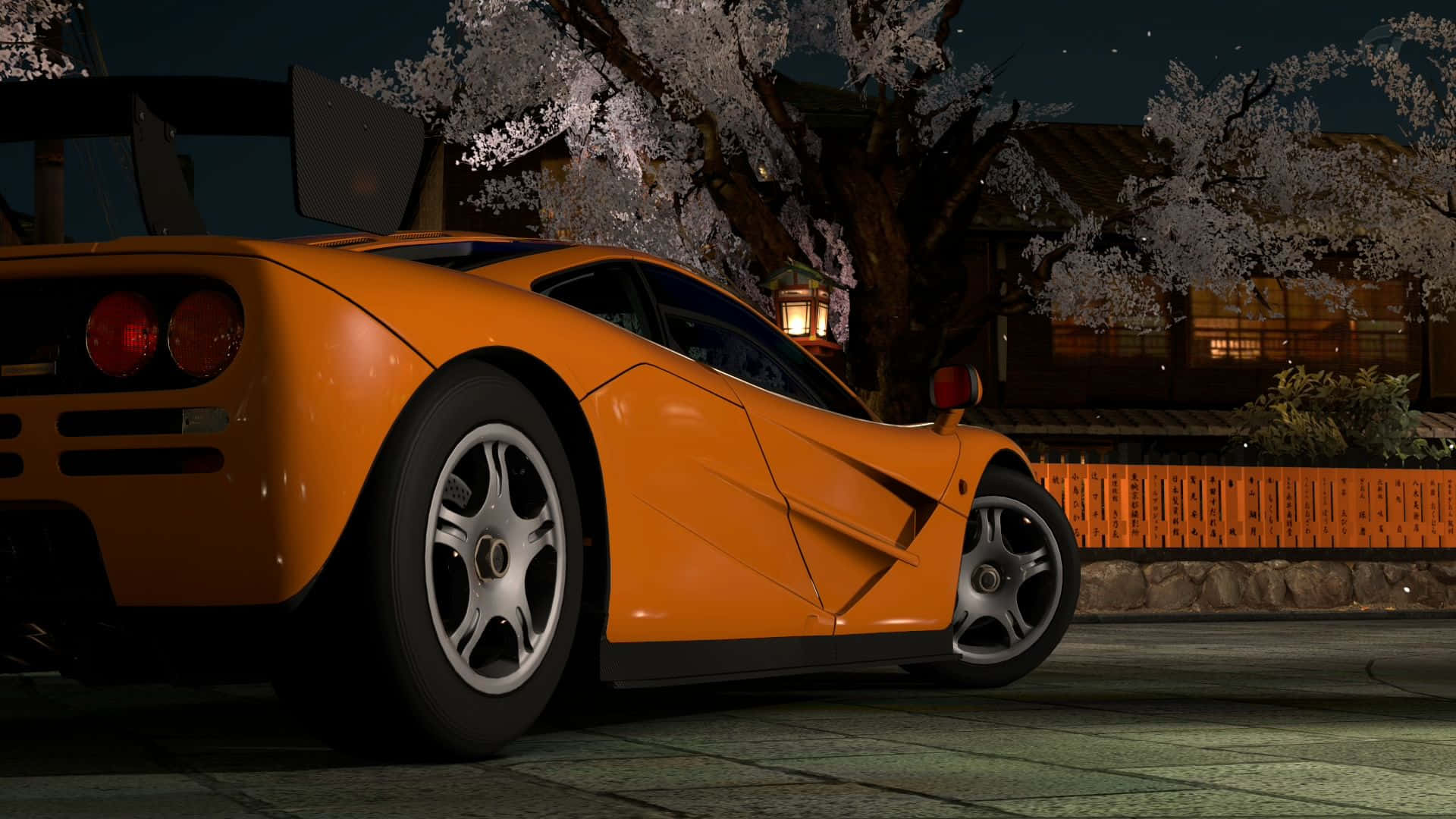 McLaren F1, orange, night, Full HD Desktop Wallpaper
