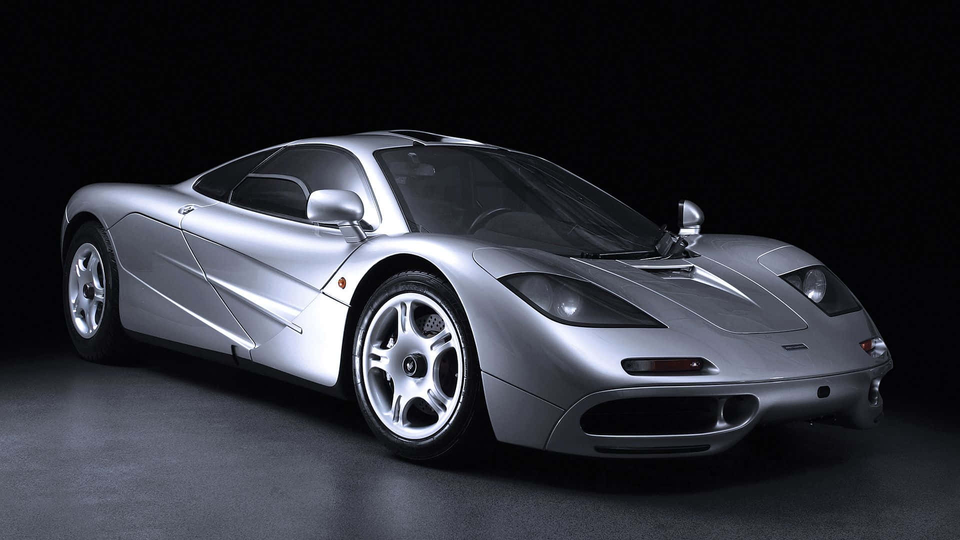 McLaren F1, silver, studio lights, Full HD Desktop Wallpaper
