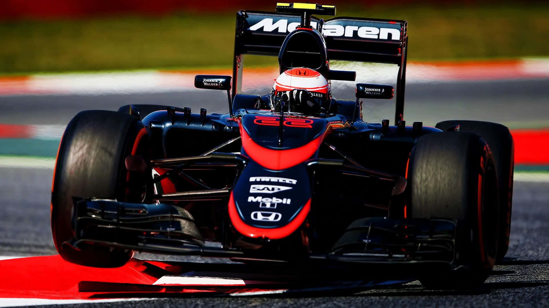 McLaren F1, black and red, racetrack, Full HD Desktop Wallpaper