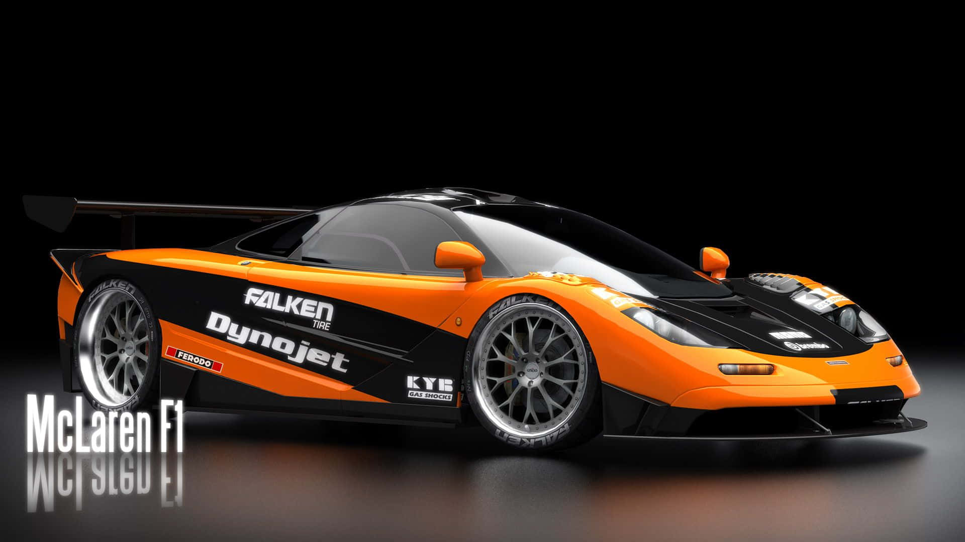 McLaren F1, orange and black, sponsor decals, Full HD Desktop Wallpaper