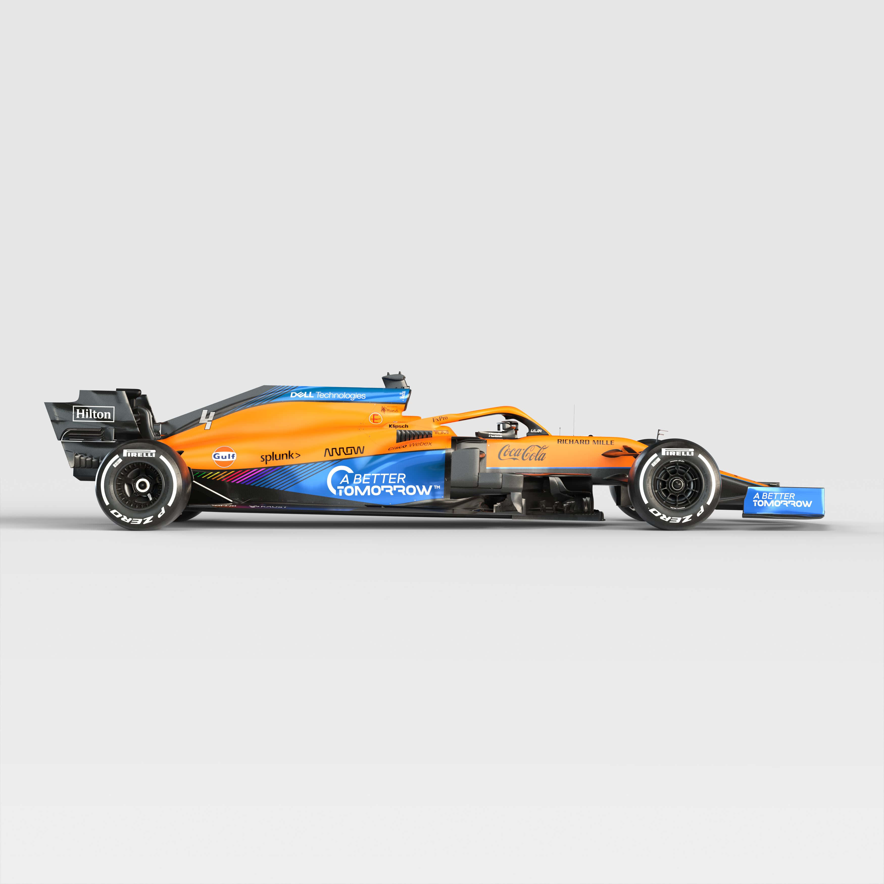 Formula 1, orange and blue, sponsor logos, 2K Desktop Wallpaper