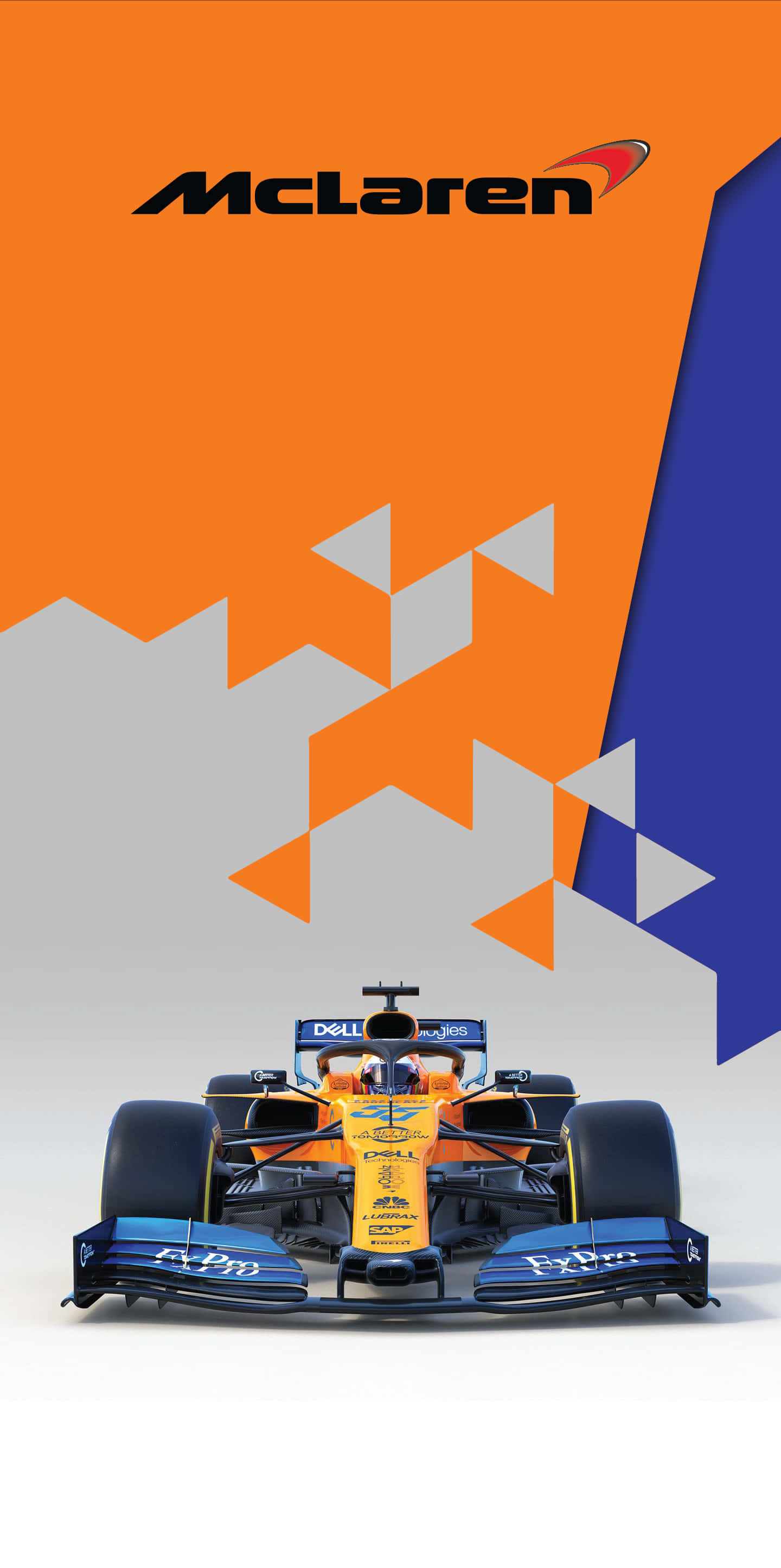 McLaren Formula 1, orange blue and black, McLaren logo, 2K Phone Wallpaper