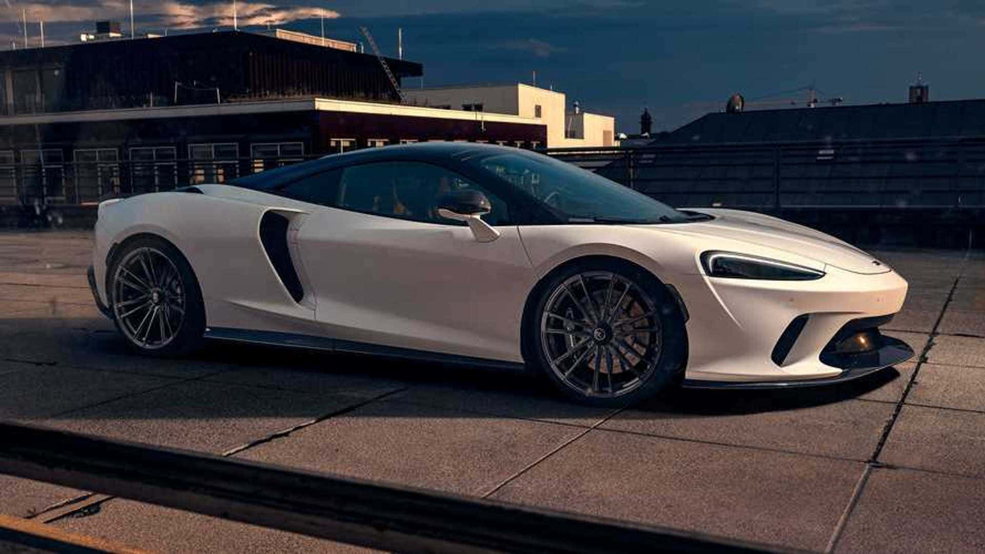 McLaren GT, white, rooftop, Full HD Desktop Wallpaper