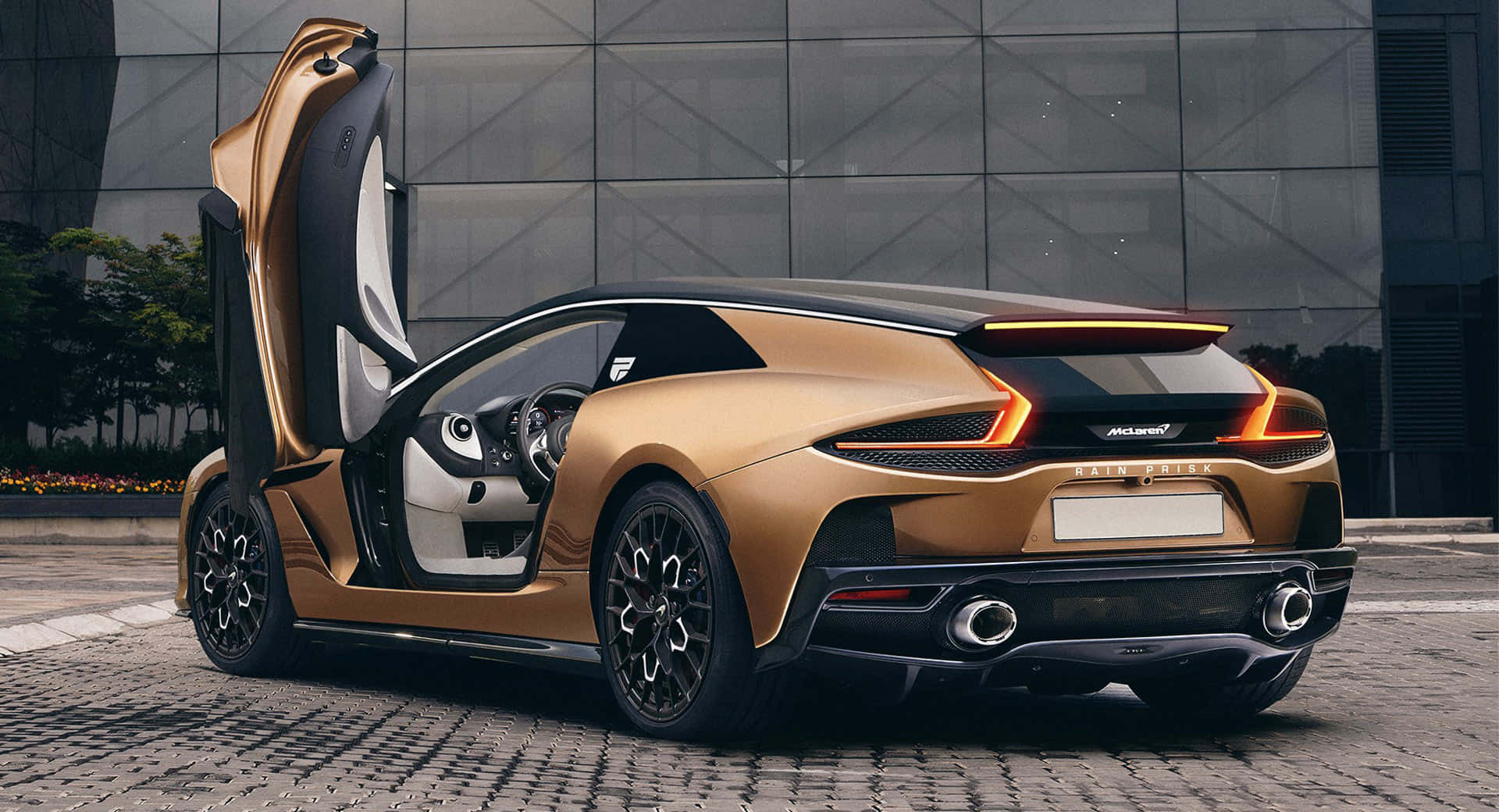 McLaren GT, gold, butterfly doors, Full HD Desktop Wallpaper
