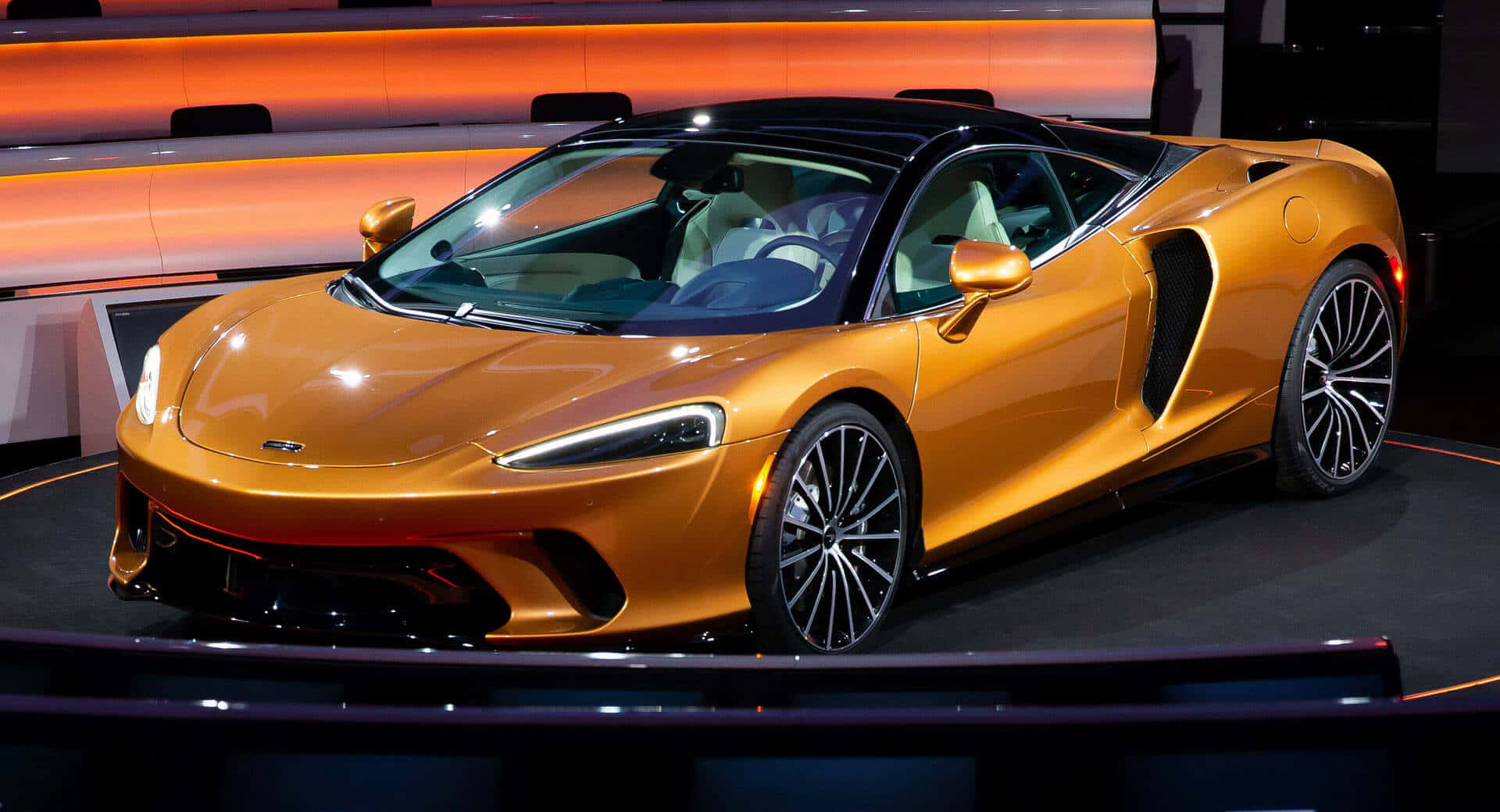 McLaren GT, gold, black accents, Full HD Desktop Wallpaper