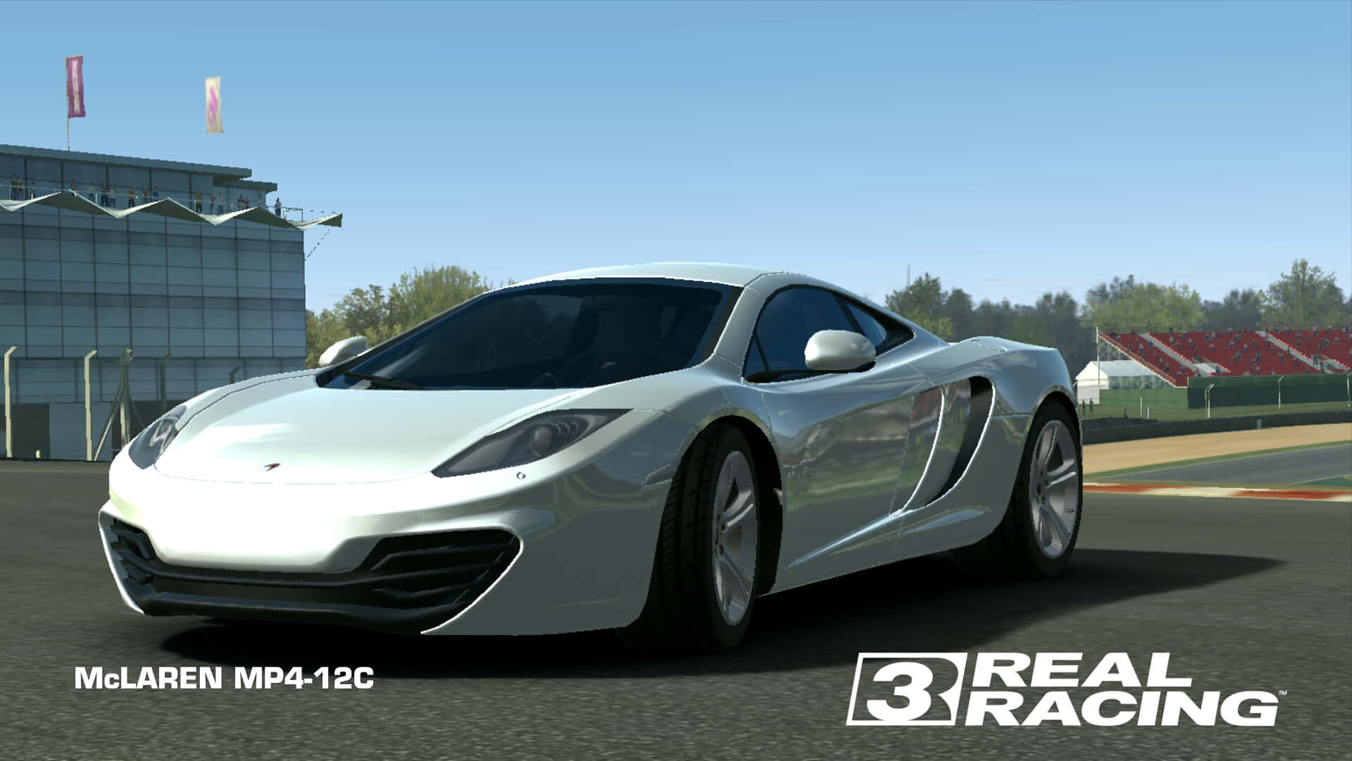 McLaren MP4-12C, silver, racetrack, Full HD Desktop Wallpaper
