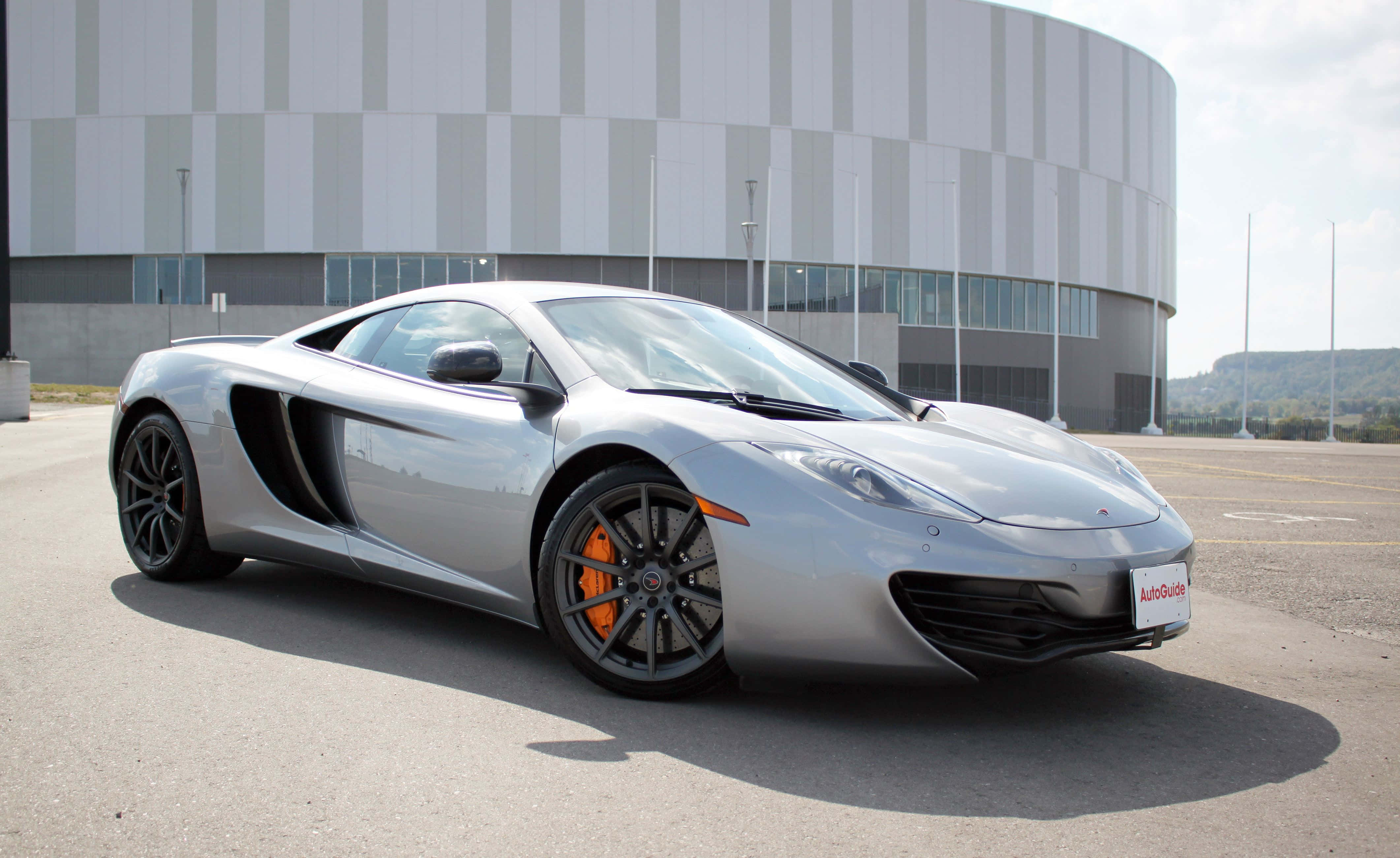 McLaren MP4-12C, silver, orange brake calipers, 4K Desktop Wallpaper