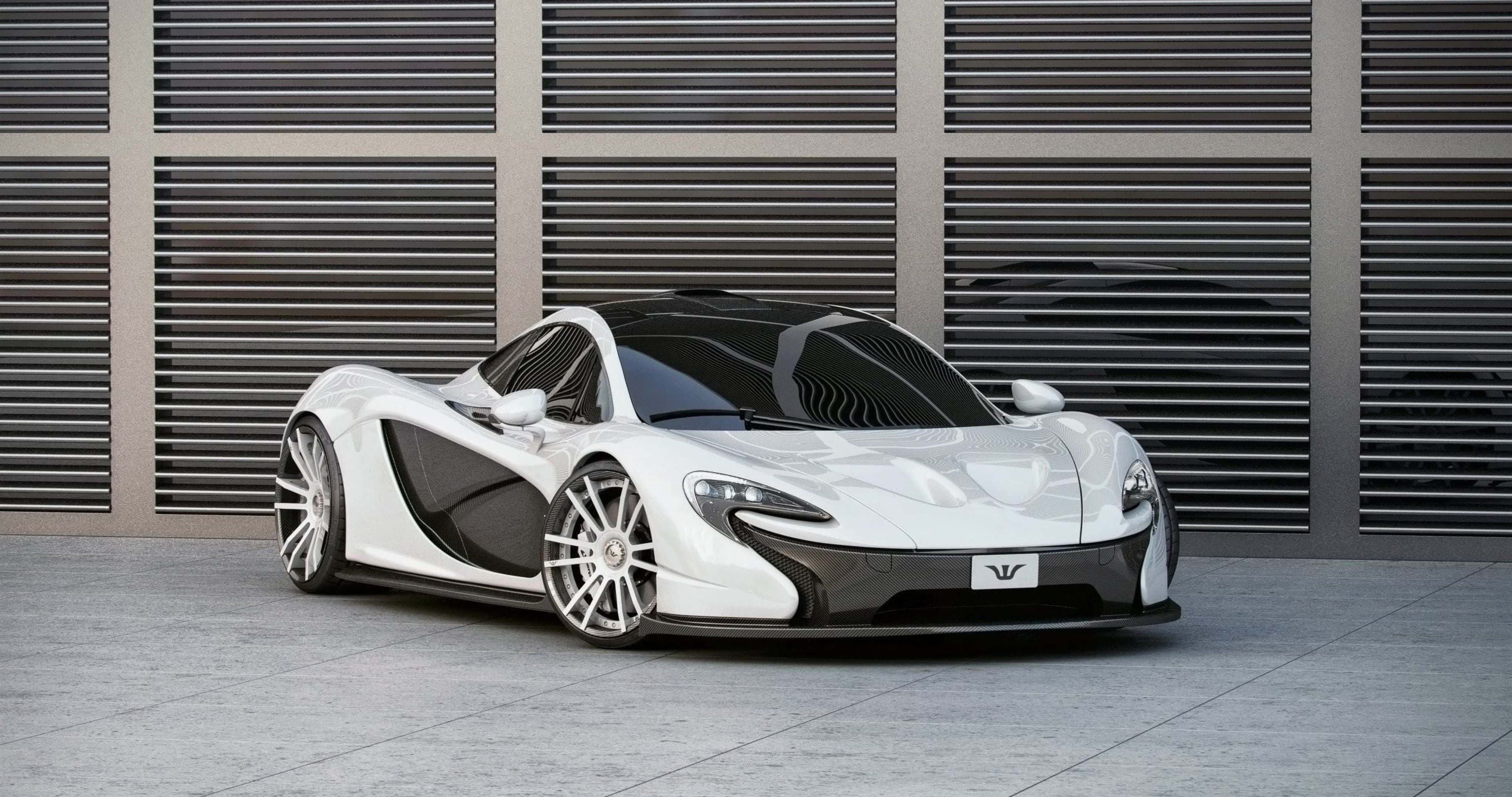 McLaren P1, white, black accents, 4K Desktop Wallpaper