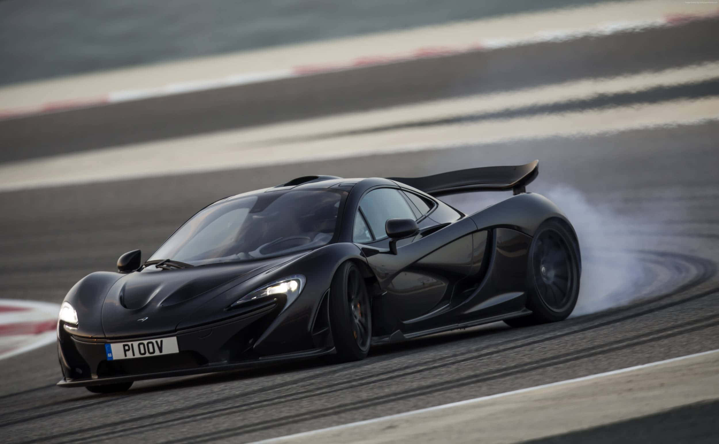 McLaren P1, sleek black, racetrack corner, Full HD Desktop Wallpaper