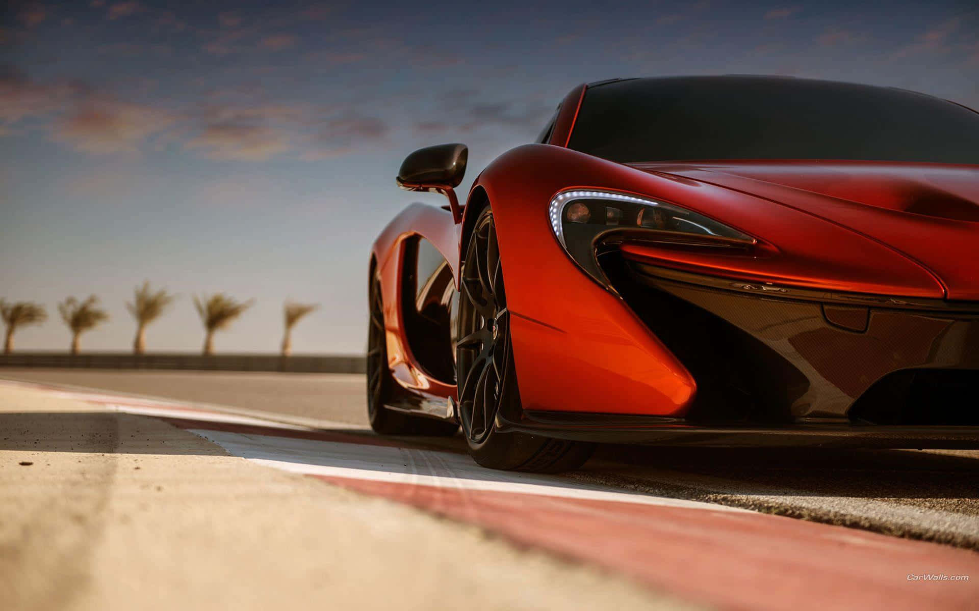 McLaren P1, red, desert racetrack, Full HD Desktop Wallpaper