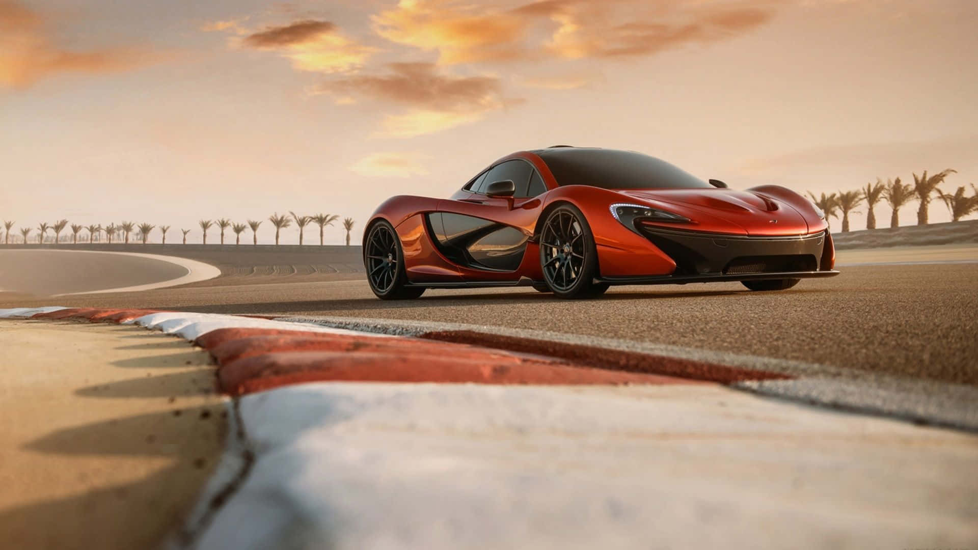 McLaren P1, red, desert racetrack, Full HD Desktop Wallpaper