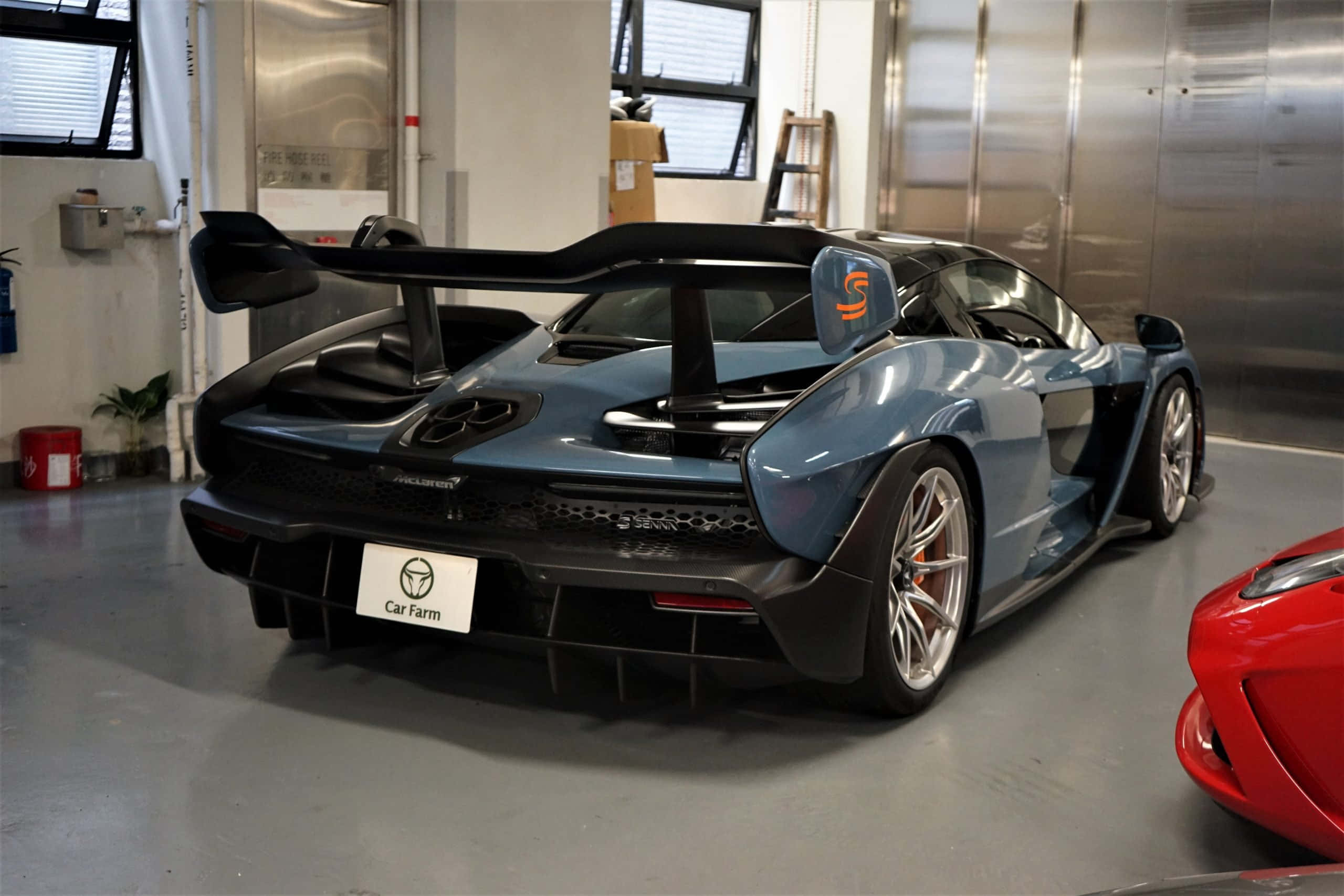 McLaren Senna, sleek blue, large rear wing, 2K Desktop Wallpaper