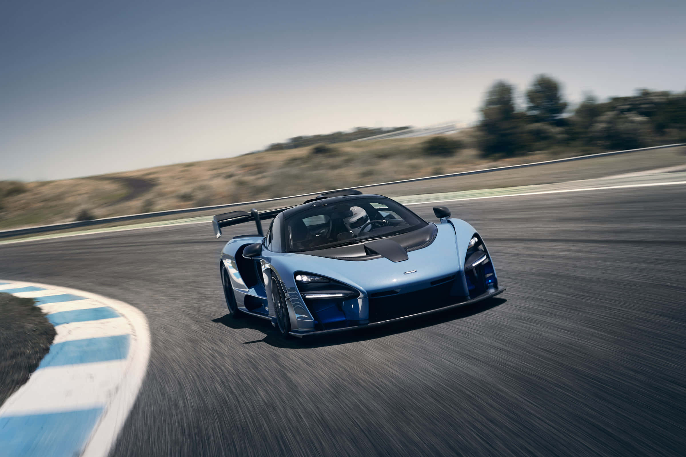 McLaren Senna, light blue, racetrack, Full HD Desktop Wallpaper