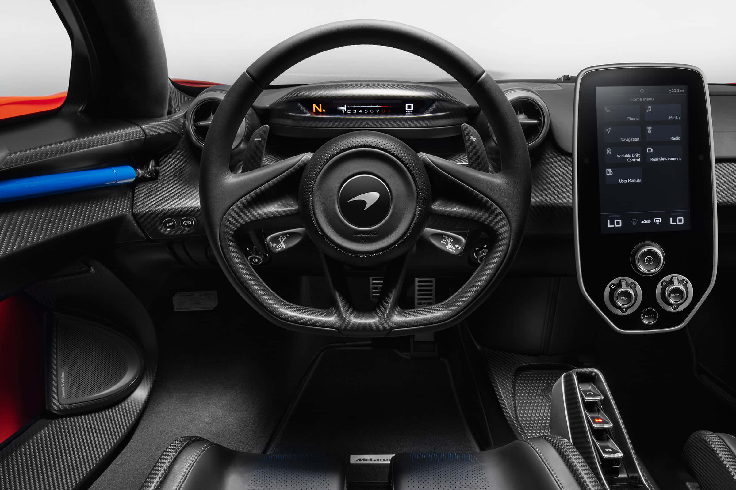 McLaren Senna, carbon fiber steering wheel, digital dashboard, Full HD Desktop Wallpaper